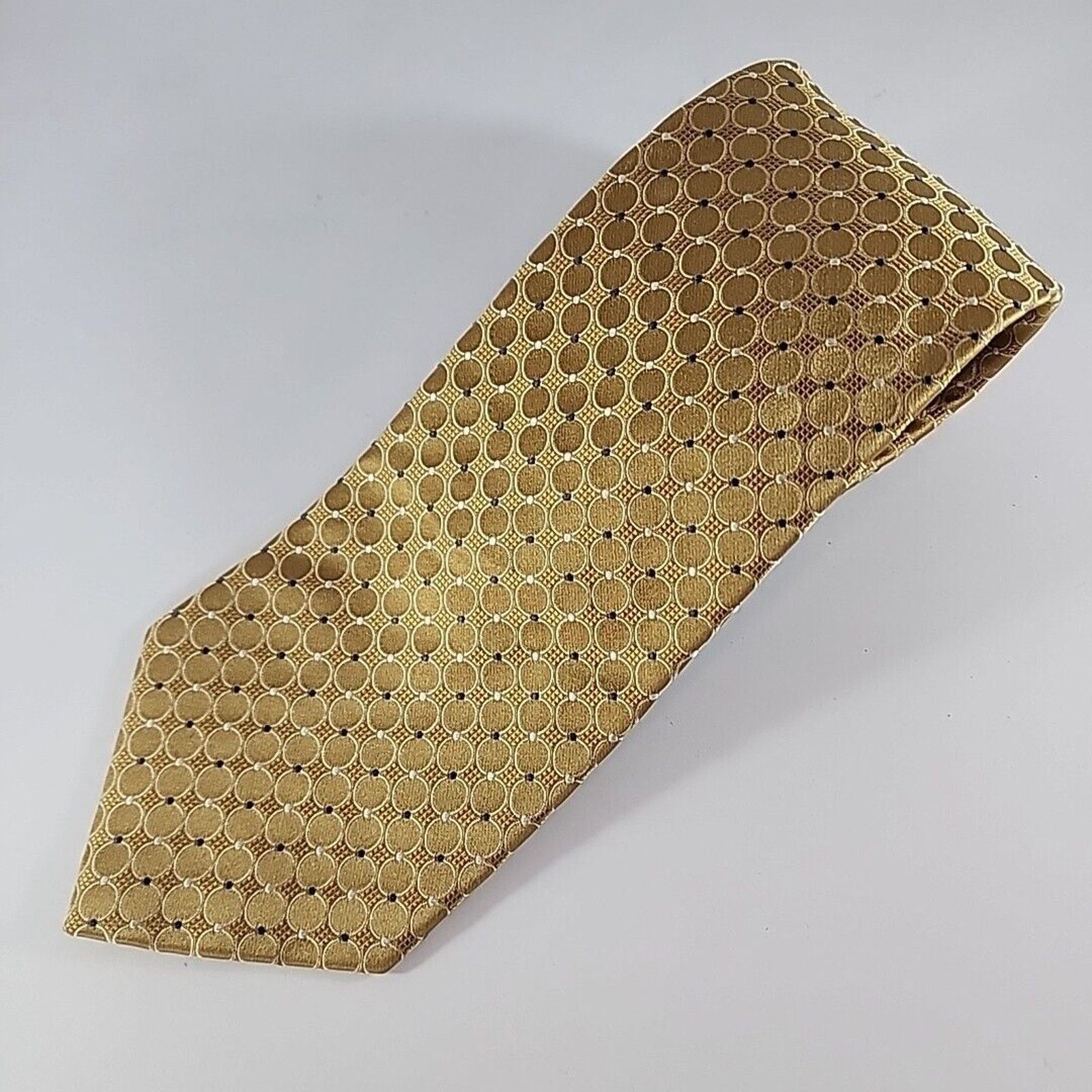 Geoffrey Beene Geoffery Beene Gold Geometric Silk Necktie - Like New Size ONE SIZE - 4 Thumbnail