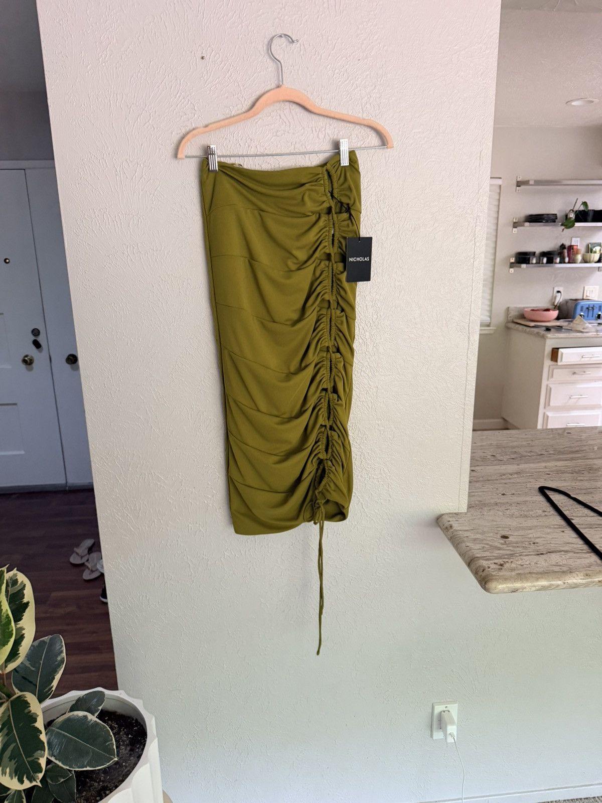 NICHOLAS Nicholas Pauline cutout bodycon ruched midi skirt 2 NWT Size 26" / US 2 / IT 38 - 4 Thumbnail