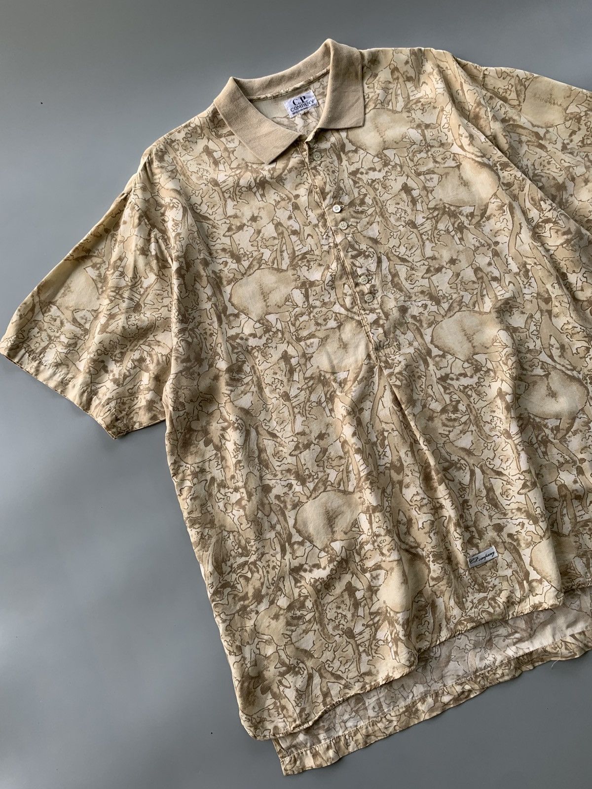 Massimo Osti 90s C.P. COMPANY MASSIMO OSTI ABSTRACT FULLPRINT POLO SHIRT Size US L / EU 52-54 / 3 - 2 Thumbnail