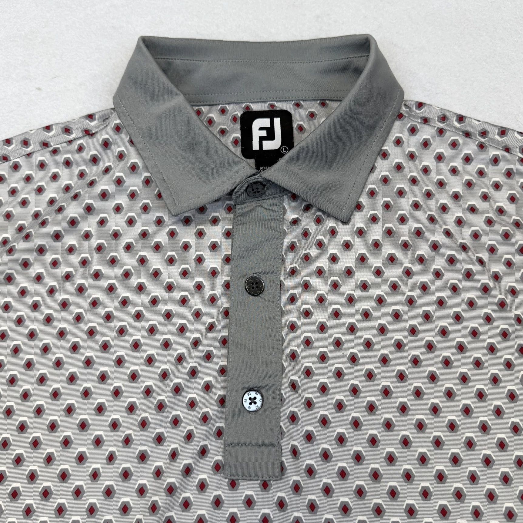 Footjoy FootJoy Polo Shirt Mens Large Gray Geometric Leaf Logo Golf Performance Size US L / EU 52-54 / 3 - 2 Thumbnail
