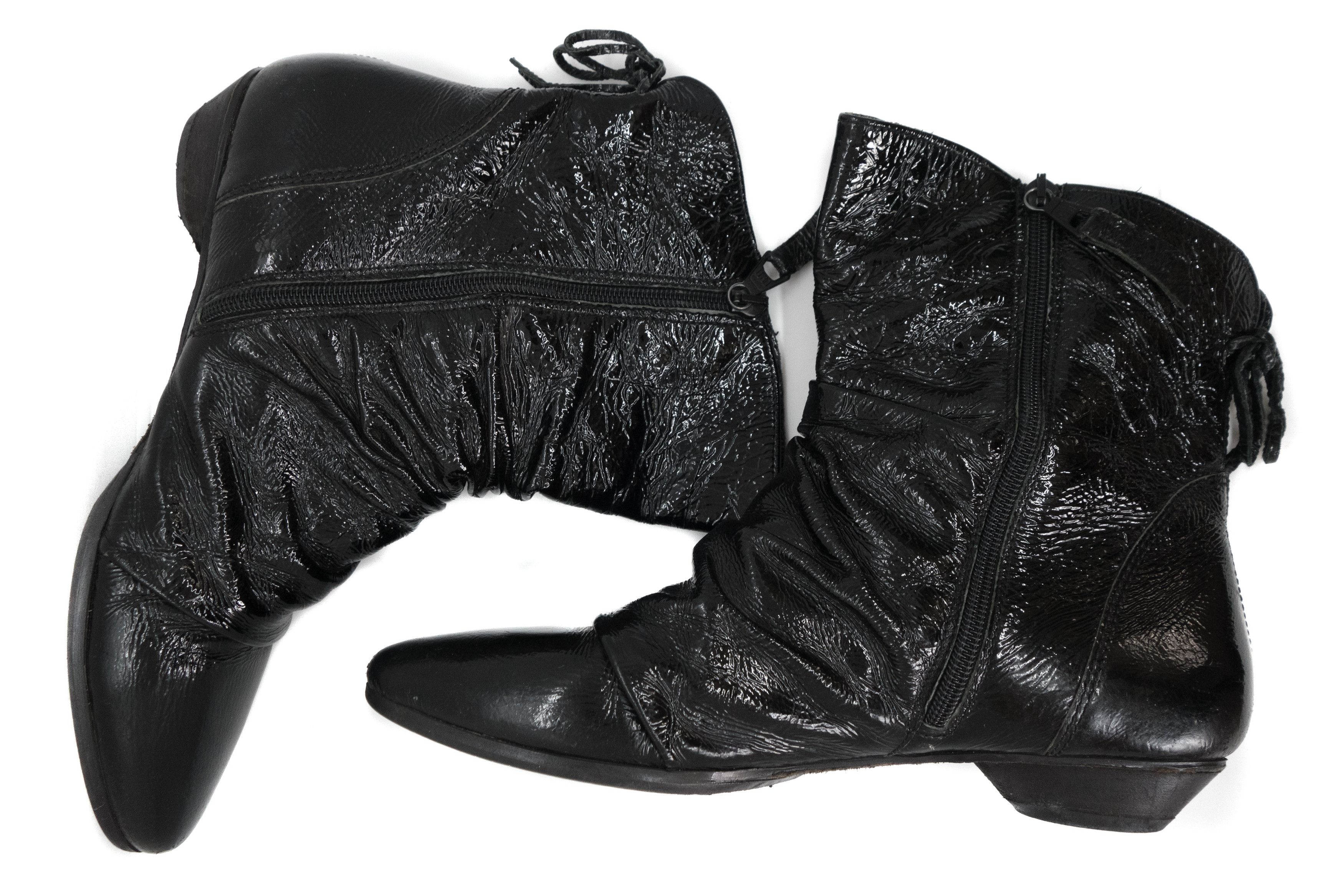A.S.98 Airstep 00S Cossack Patent Leather High Zip Boots Vintage Size US 7 / IT 37 - 6 Thumbnail