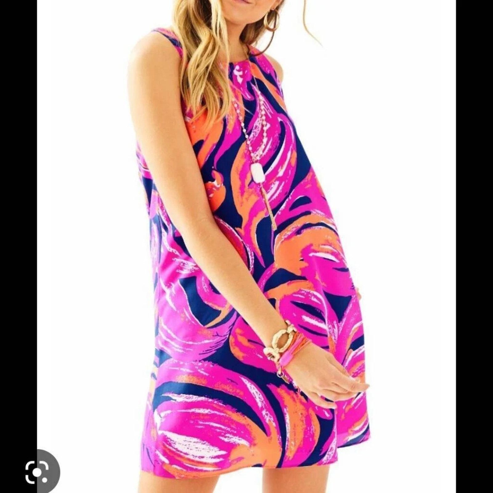 Lilly Pulitzer Lilly Pulitzer Bomber Blue Plume Jackie Dress XS 100% Silk Size XS / US 0-2 / IT 36-38 - 1 Thumbnail