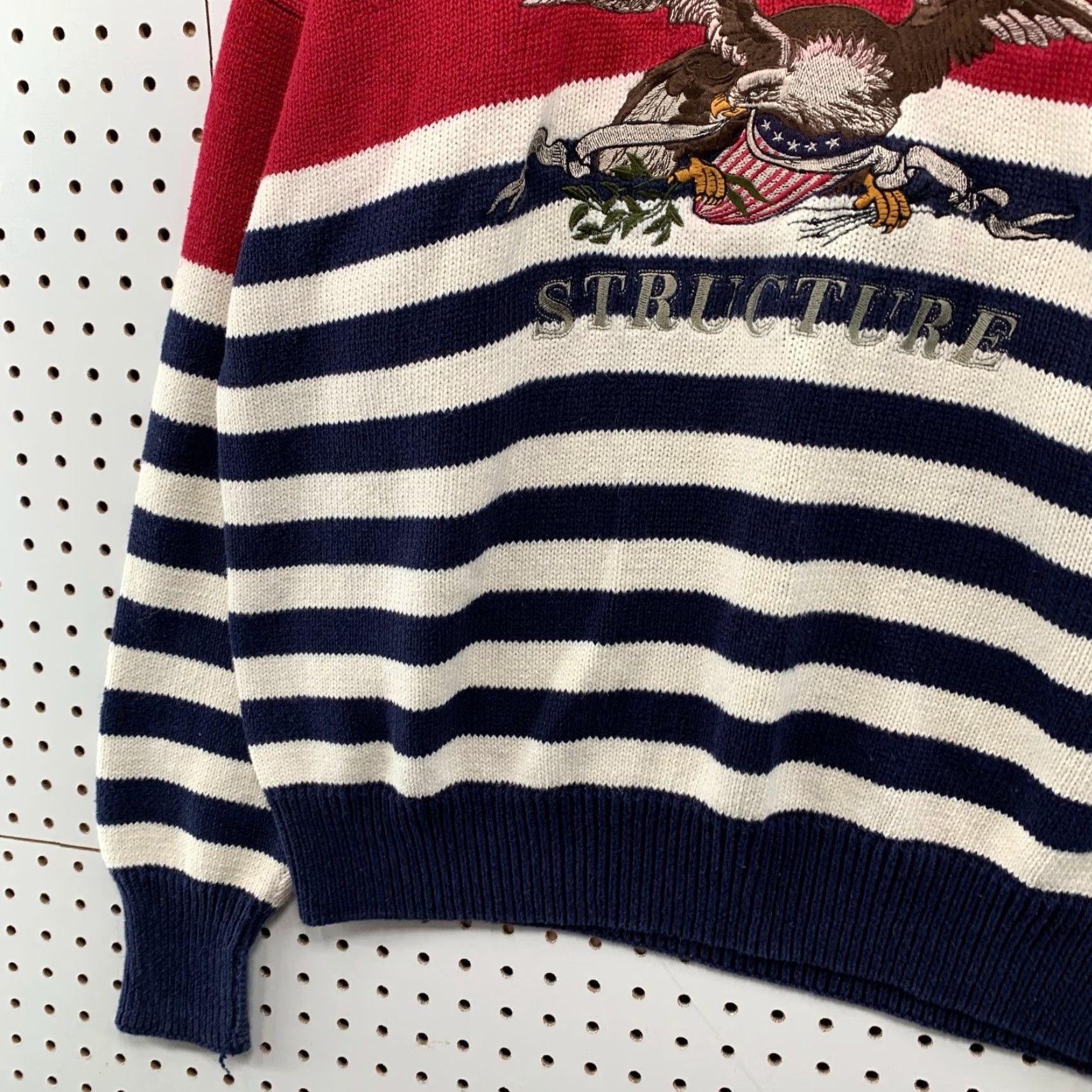 Vintage VINTAGE Structure Sweater Mens XL Eagle USA Flag Red Striped Knit Pullover Shirt Pullover Mens XL Red Eagle USA Flag Striped Knit Pullover Size US XL / EU 56 / 4 - 3 Thumbnail