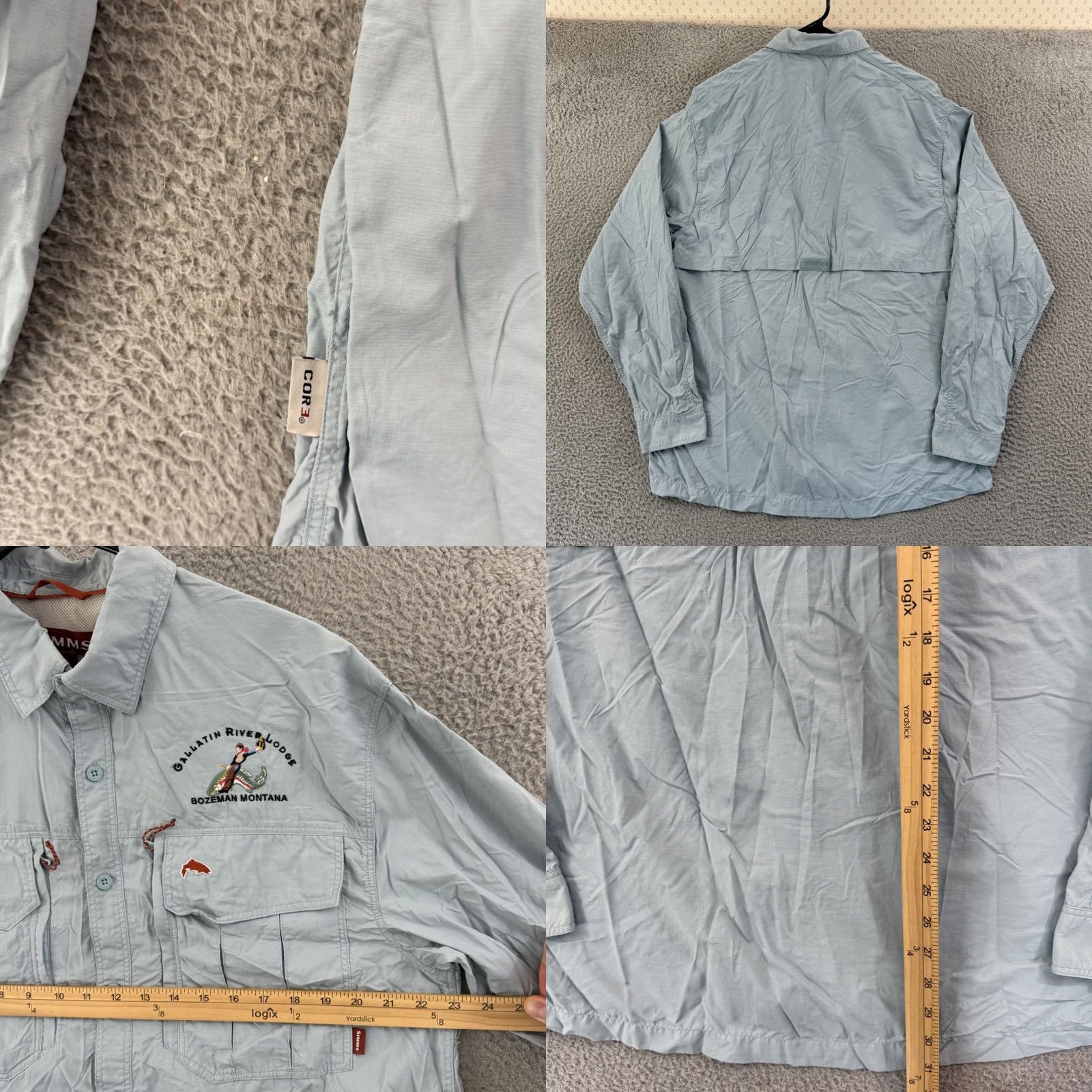 Vintage Simms Mens Large Blue Cor3 Fishing Vented Nylon Button Outdoor Roll Sleeve Size US M / EU 48-50 / 2 - 8 Thumbnail