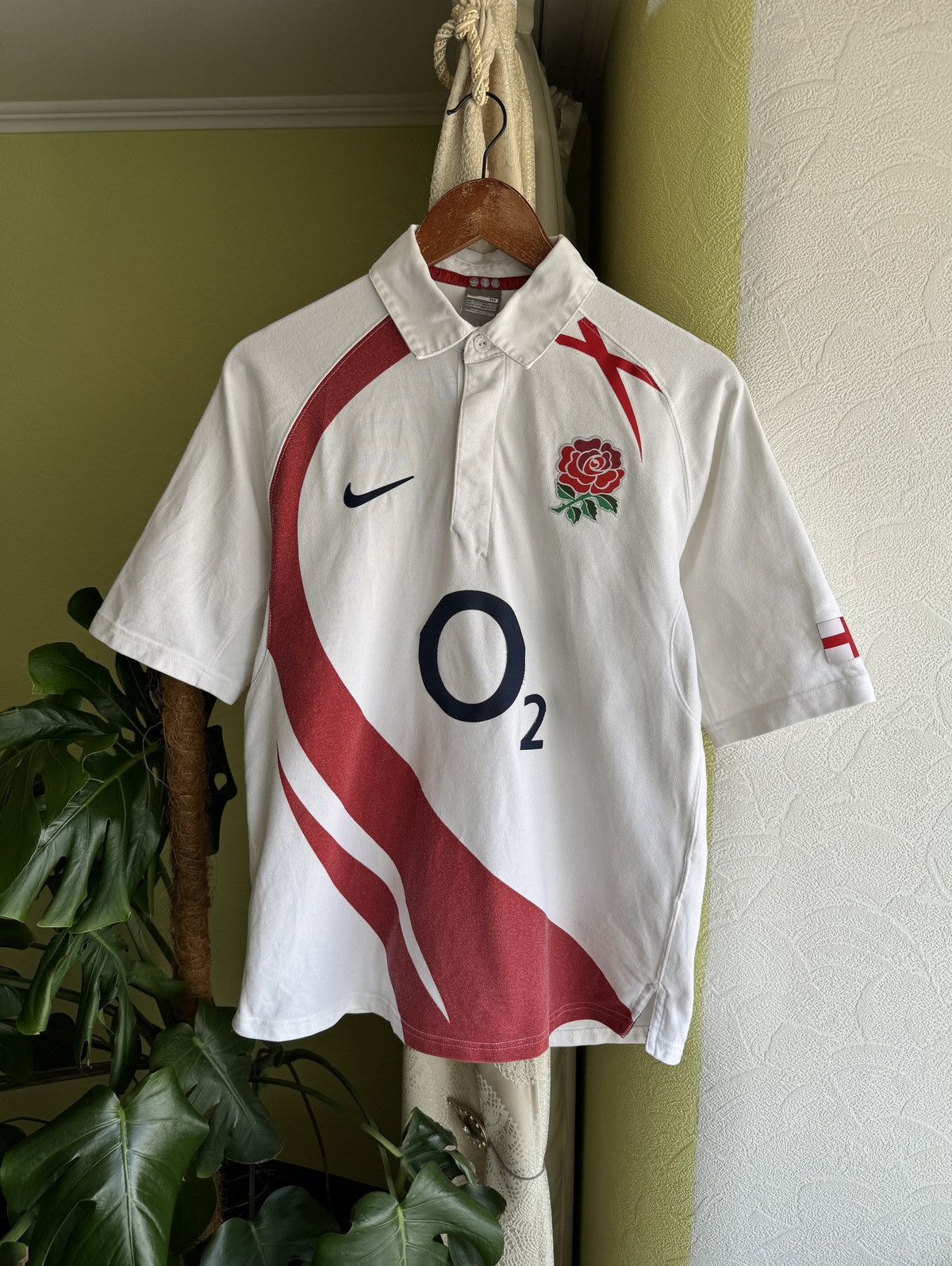 Vintage Nike England Rugby Polo Shirt Y2K Retro O2