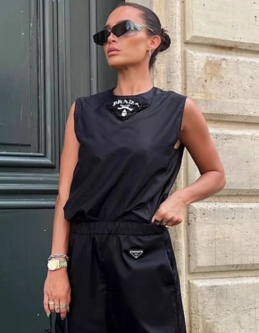 Prada Prada x Raf Simons Black Logo Silk Cami Women's 38 95N Size XS / US 0-2 / IT 36-38 - 4 Thumbnail