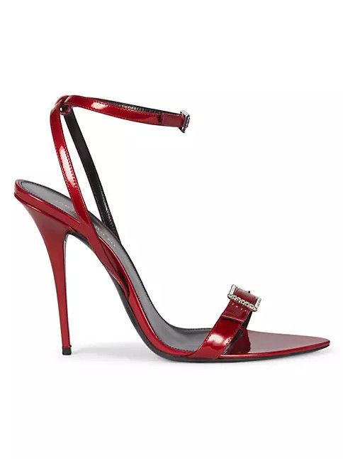 oc11z10524 Crystal-Embellished Patent-Leather Sandals in Red