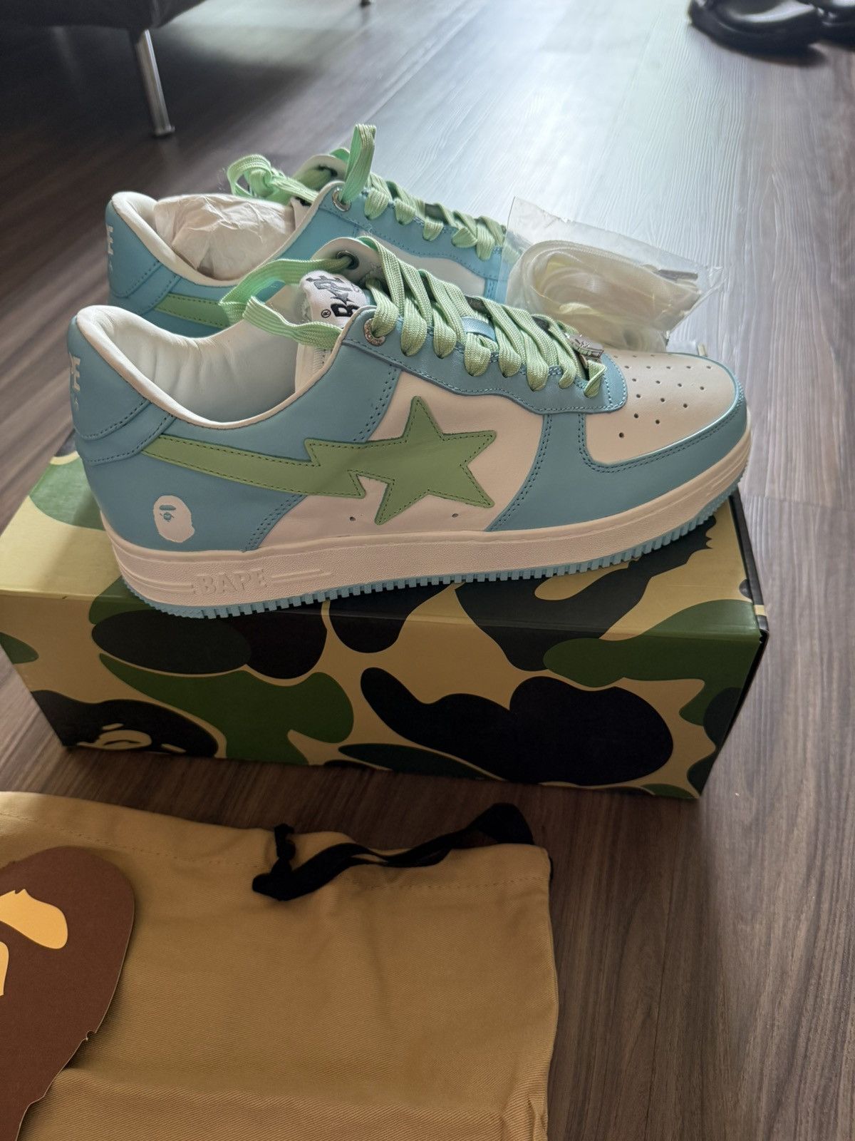Bape A Bathing Ape BAPE STA Low-Top Sneakers Green Blue – Size 11 Size US 11 / EU 44 - 2 Thumbnail