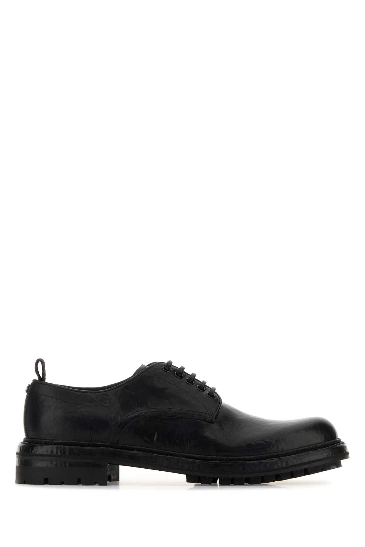 Dolce & Gabbana Black Leather Lace-Up Shoes Size US 12 / EU 45 - 1 Thumbnail