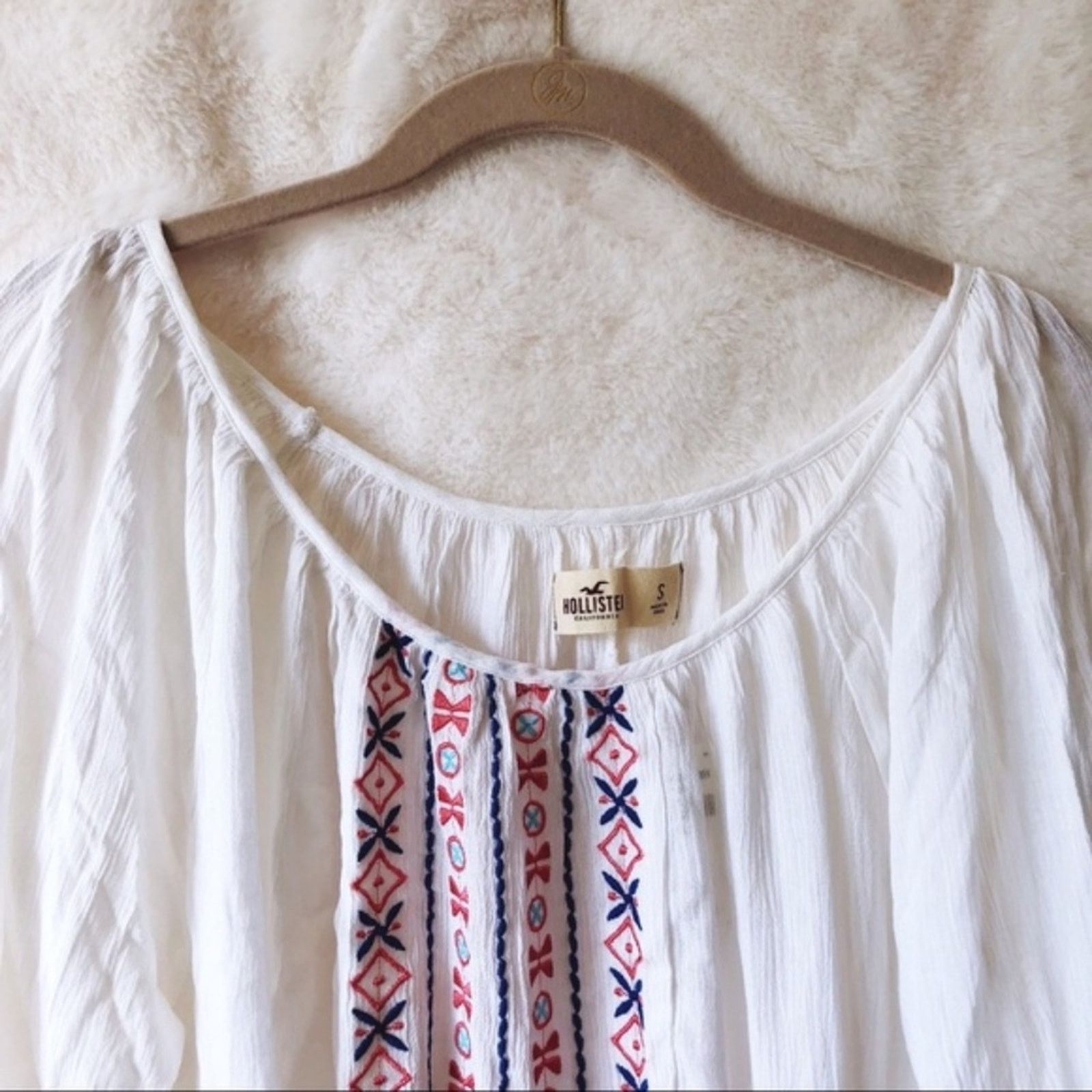 Hollister Hollister White Aztec Patterned Blouse Size S / US 4 / IT 40 - 5 Thumbnail