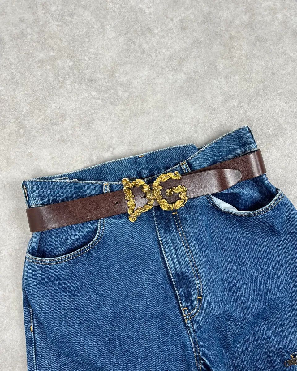 Dolce & Gabbana AW2006 Dolce & Gabbana Baroque Golden Buckle Brown Leather Belt Size ONE SIZE - 1 Thumbnail