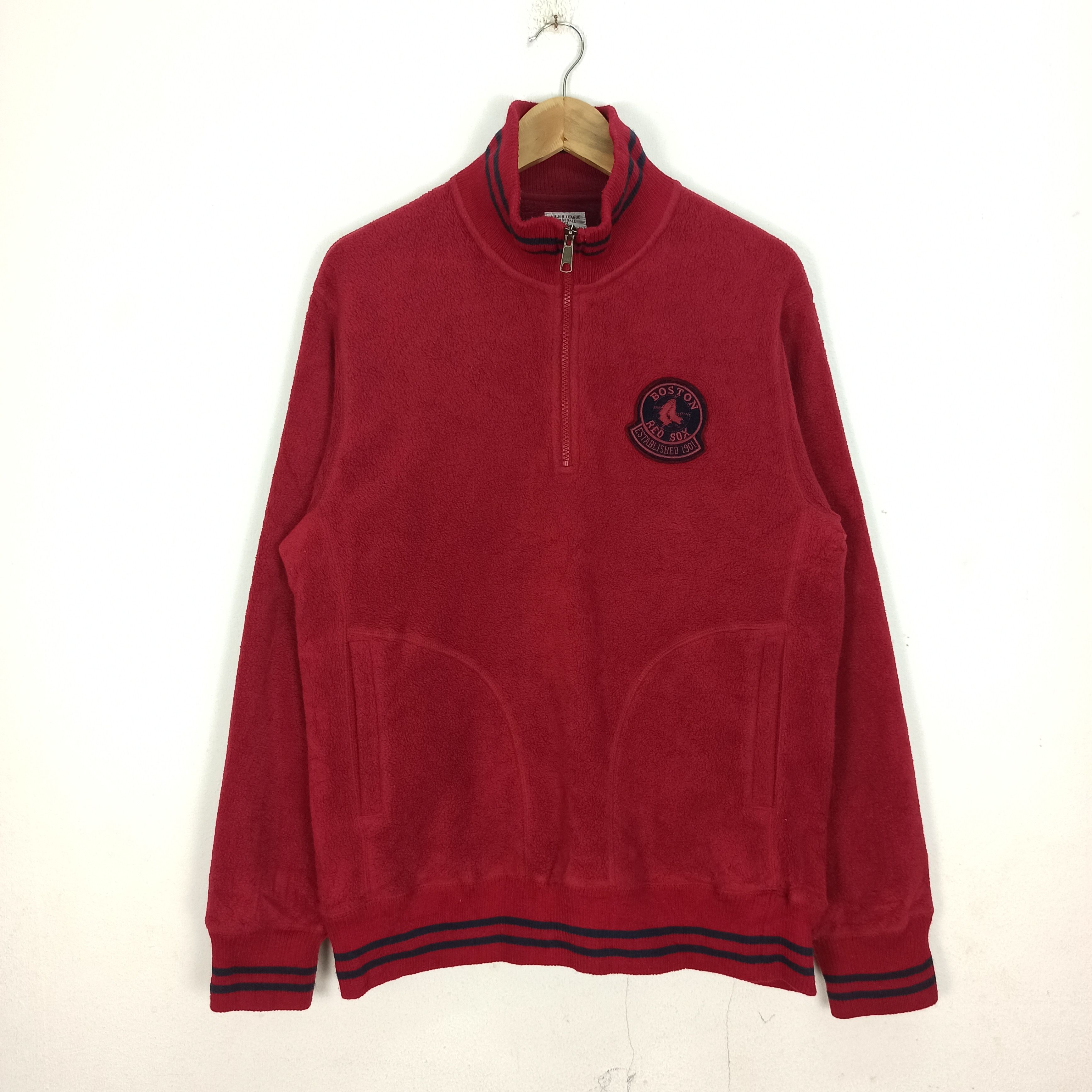 Rare RED SOX BOSTON MLB Fleece Sweatshit Half Ziper