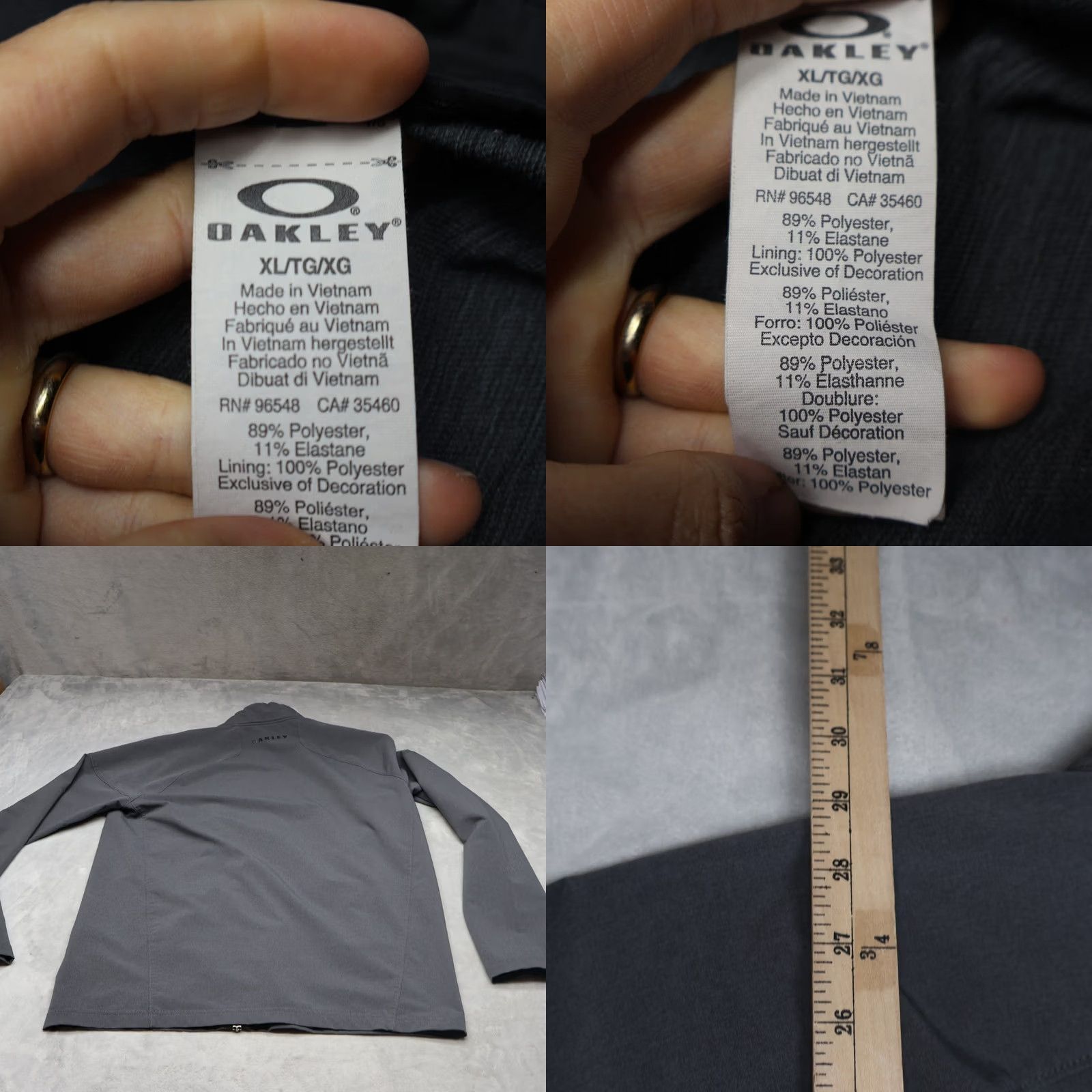 Oakley Oakley Jacket Men XL Gray Full Zip Golf Performance Regular Fit Size US XL / EU 56 / 4 - 8 Thumbnail