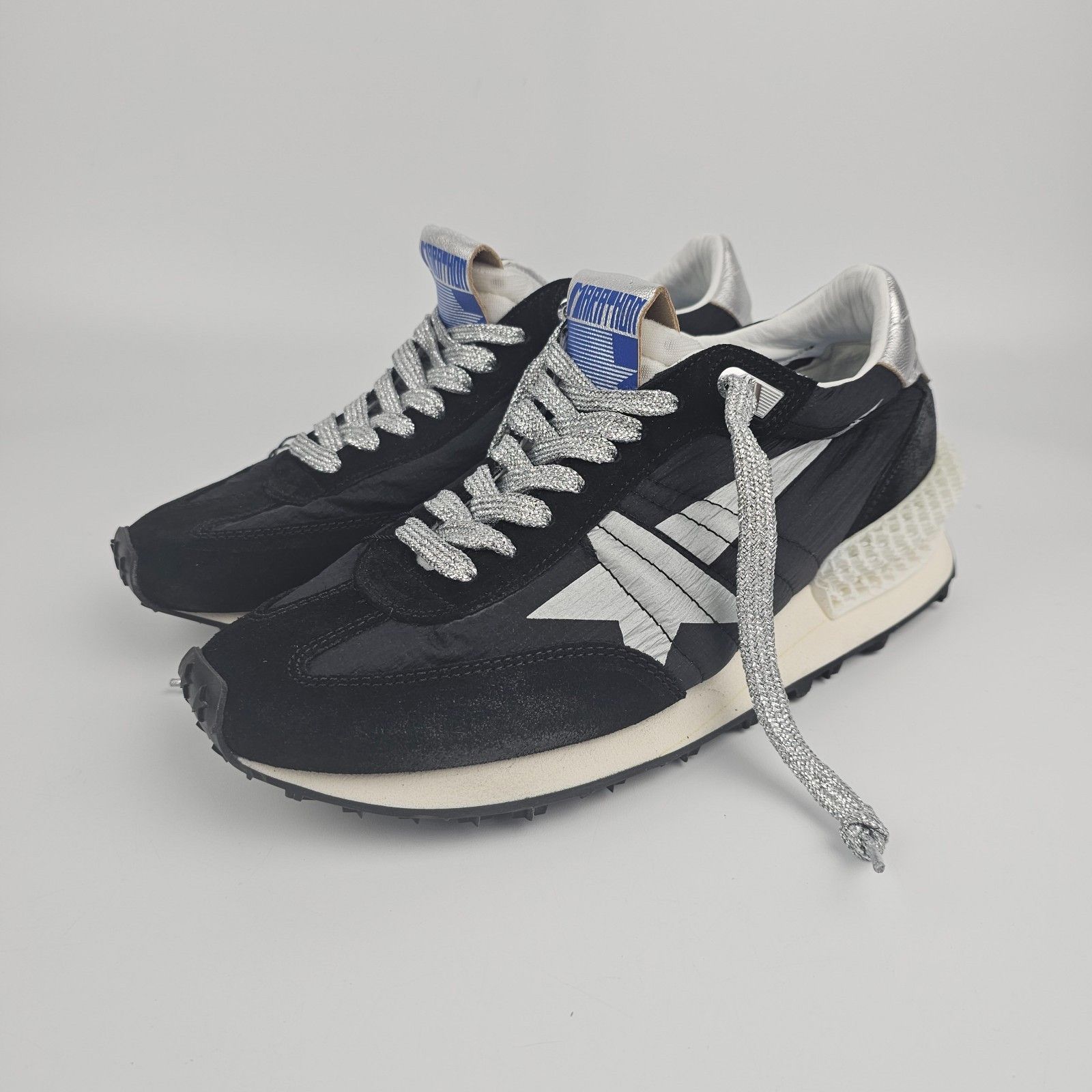 GOLDEN GOOSE Marathon Women's Black/Silver Ripstop Nylon Sne