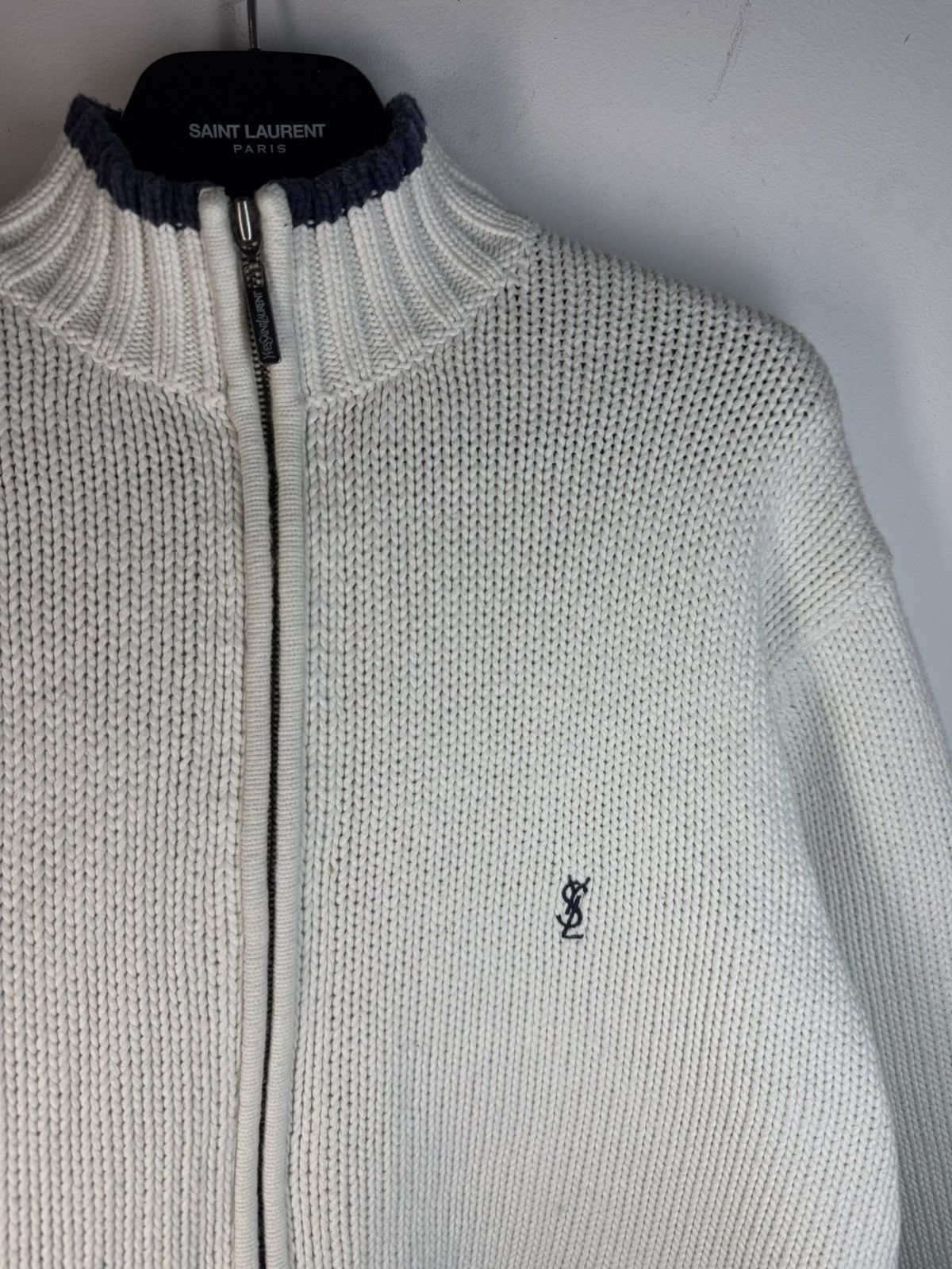 Yves Saint Laurent Heavy White YSL Sweater Zip Knit Thick YSL Sweatshirt Size US L / EU 52-54 / 3 - 19 Thumbnail