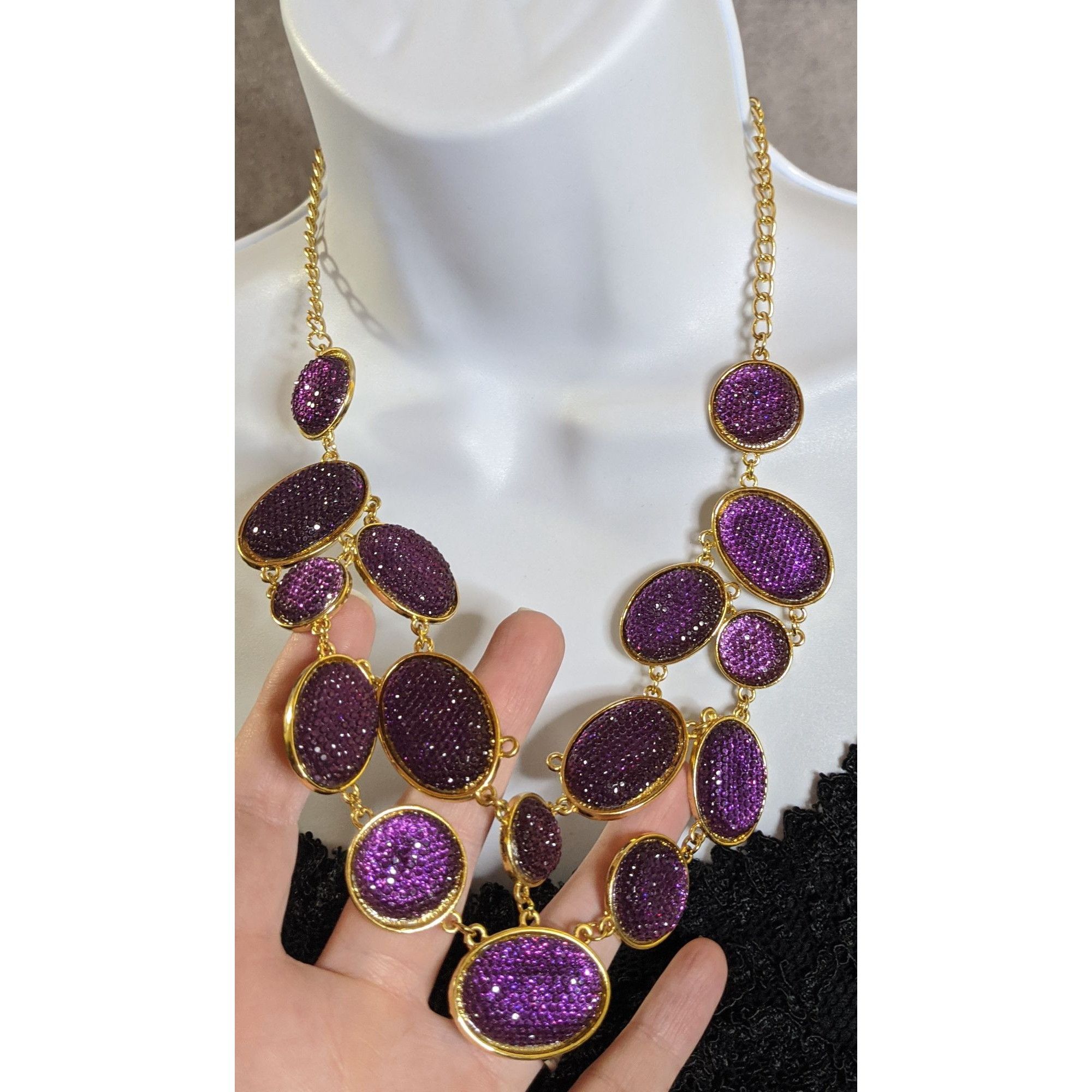 Other Purple Sparkle Jelly Gold-Tone Necklace Size ONE SIZE - 6 Thumbnail