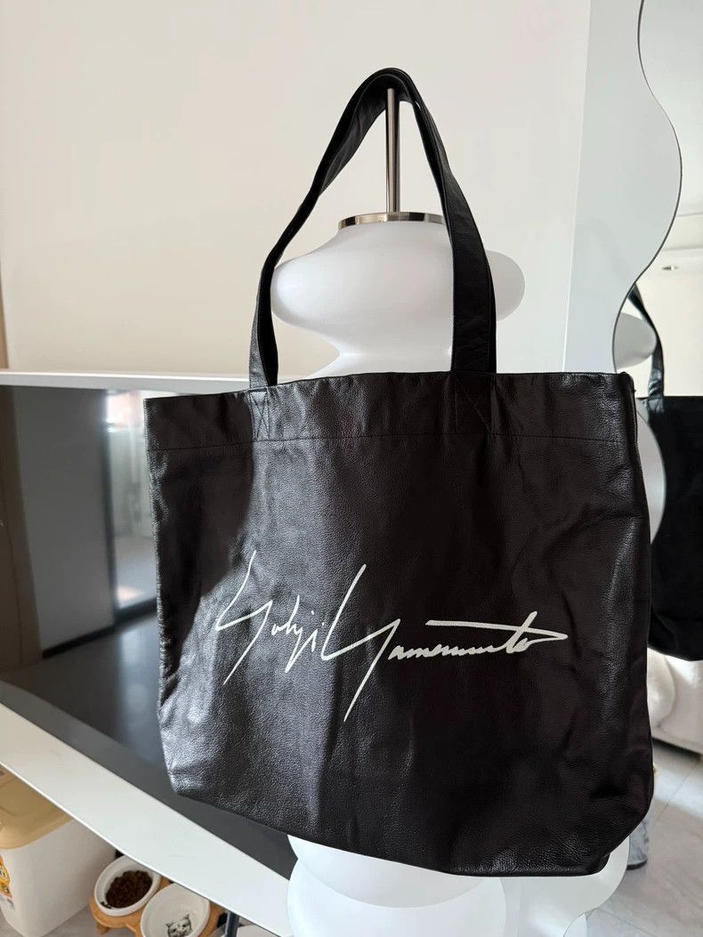 Yohji Yamamoto Yohji Yamamoto Yohji Yamamoto Black Leather Tote Bag Size ONE SIZE - 2 Thumbnail