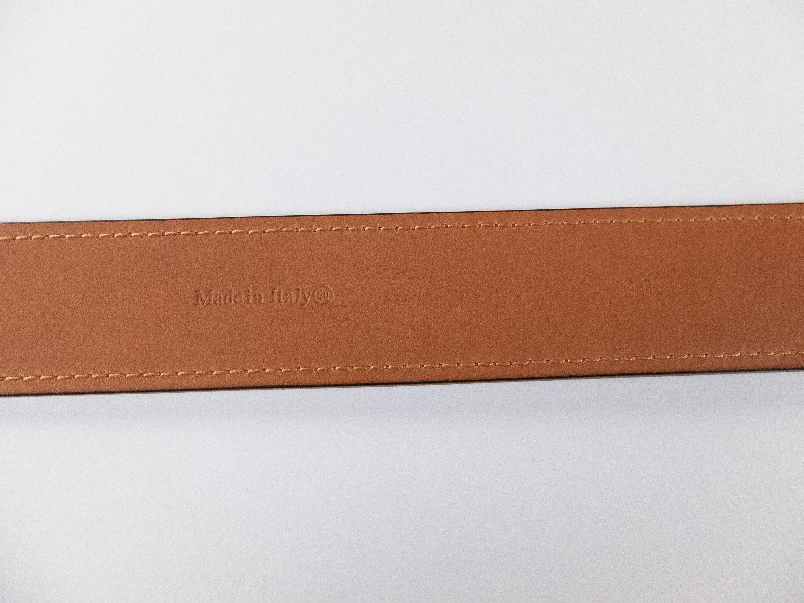 Berluti BERLUTI brown contrast stitch classic leather belt 90 Size 36 - 4 Thumbnail