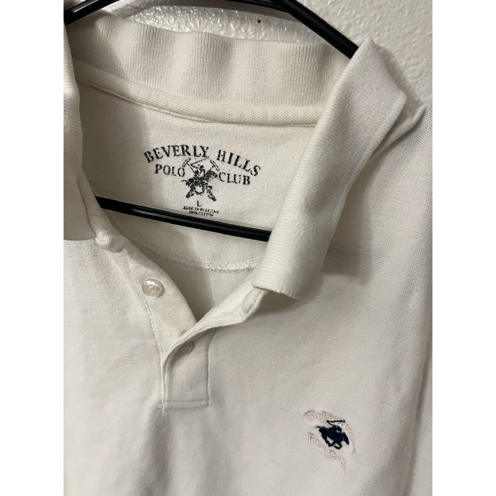 Beverly Hills Polo Club Beverly Hills Polo Club Polo Shirt Men Large White Solid Short Sleeve Collared Polo Club Men's L White Casual Golf Size US L / EU 52-54 / 3 - 2 Thumbnail