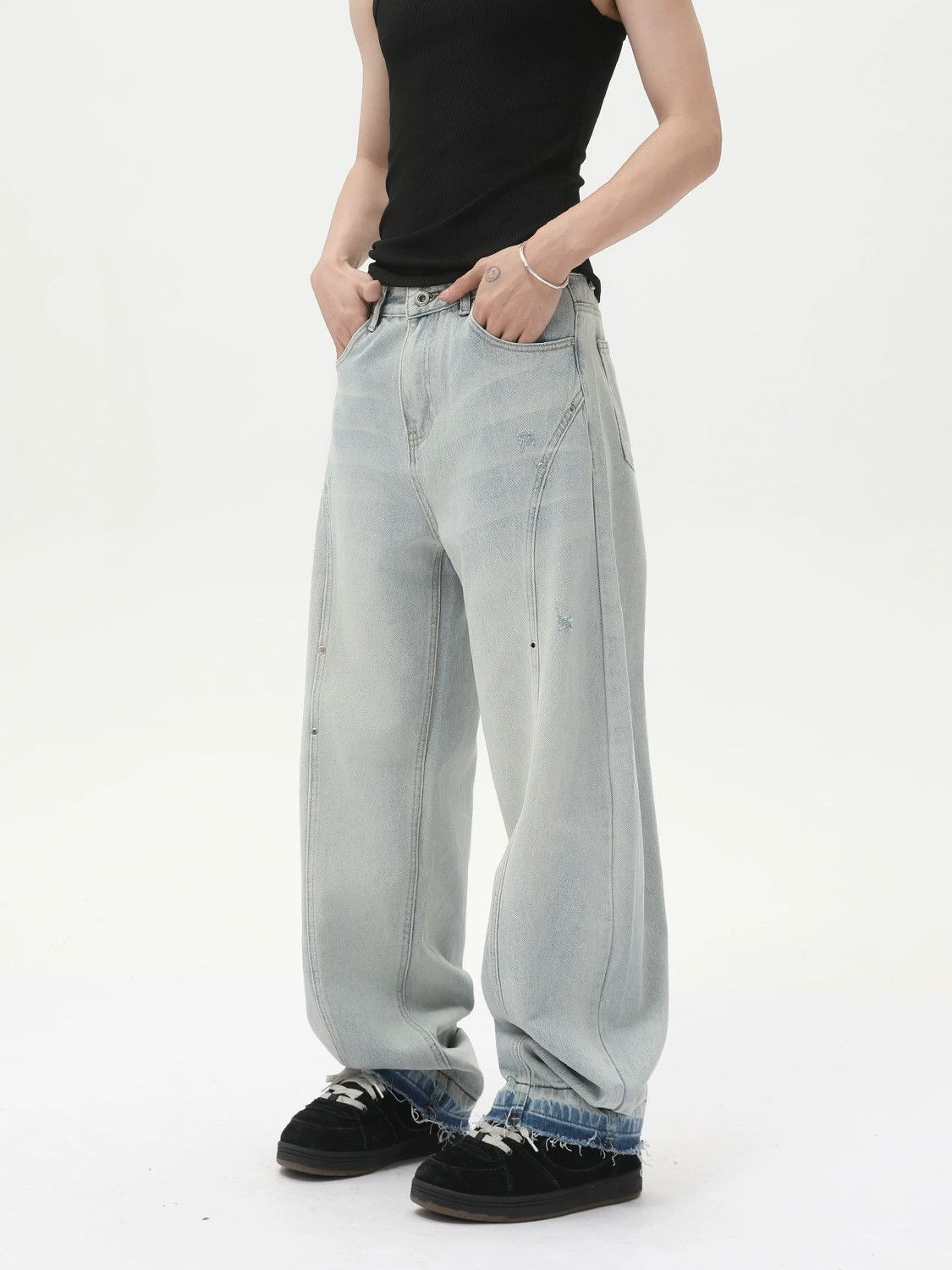 Japanese Brand × Jean Light blue wide-leg loose slim straight-leg scimitar jeans Size US 32 / EU 48 - 3 Thumbnail
