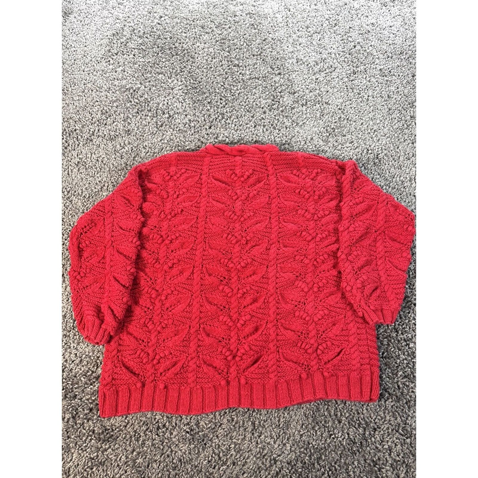 Express VINTAGE Express Sweater Womens M Red 90s Chunky-Knit Crew Neck Pullover Textured Knit Shirt Size M / US 6-8 / IT 42-44 - 5 Thumbnail