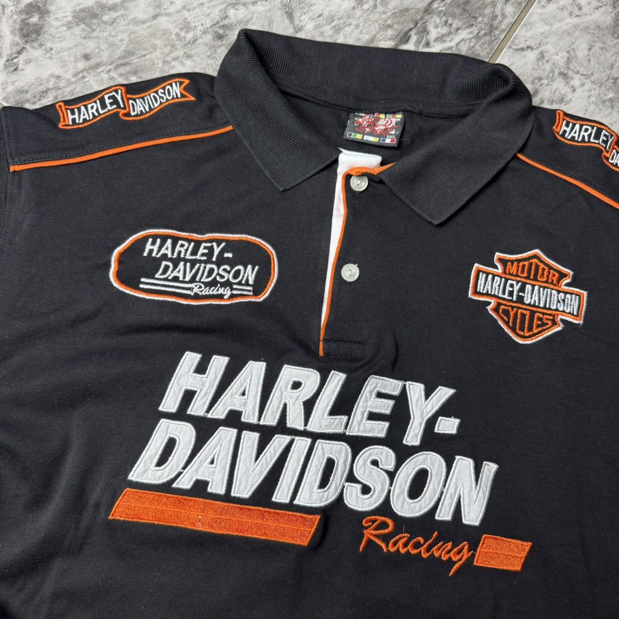 Harley Davidson × Vintage Harley Davidson Moto Racing Polo T-shirts Size US L / EU 52-54 / 3 - 3 Thumbnail