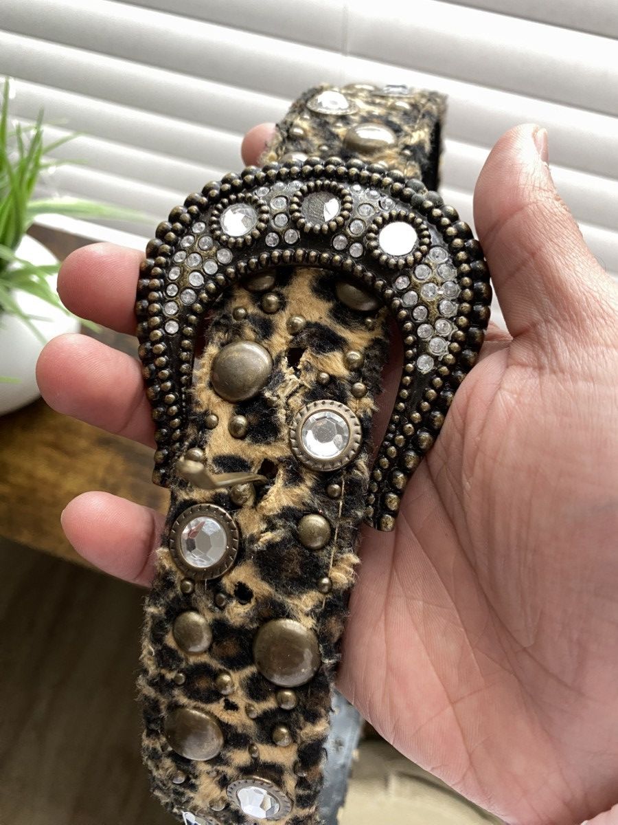 Other Y2K Black Leopard Crystal Studded Belt Size ONE SIZE - 6 Thumbnail