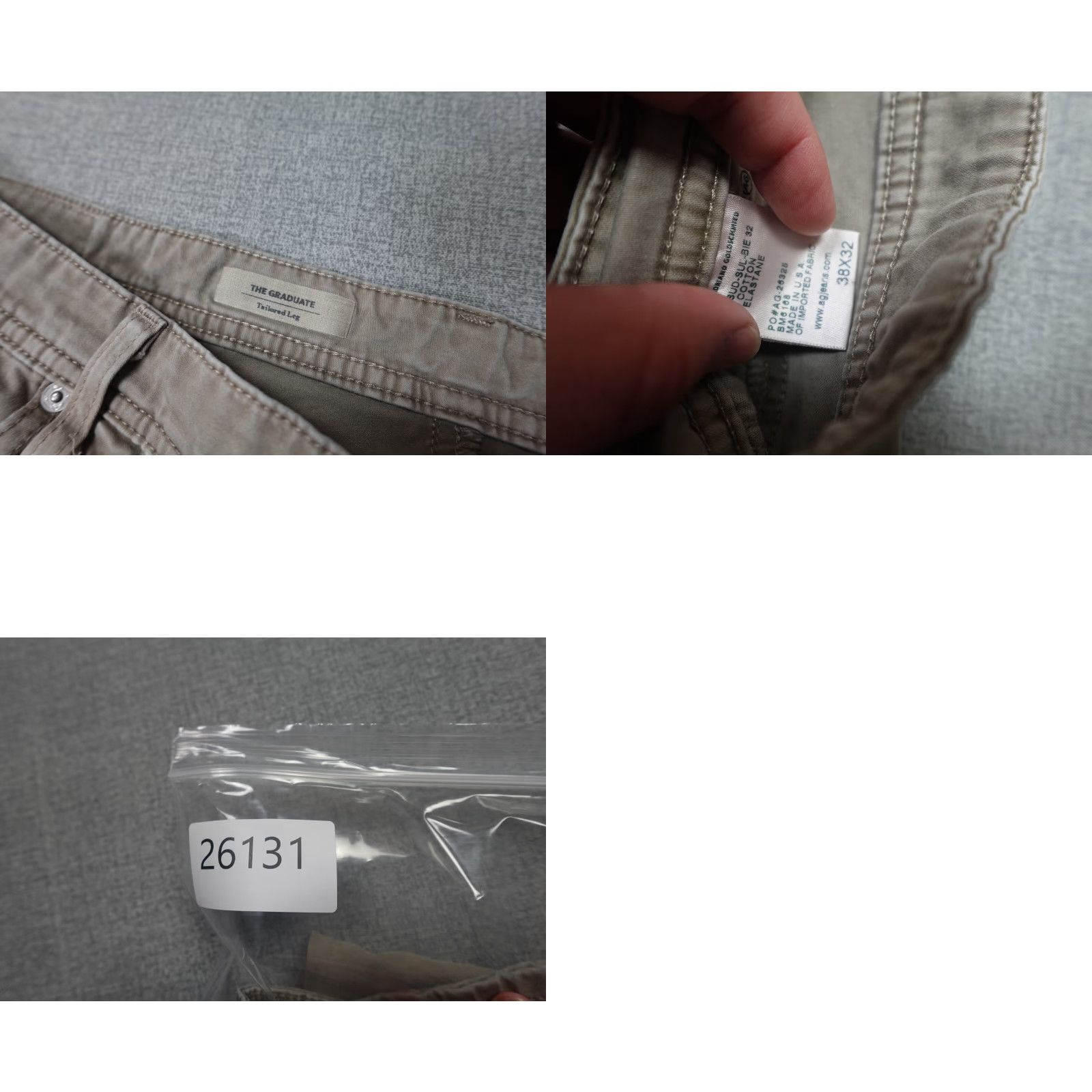 Vintage AG Adriano Goldschmied The Graduate Pants Mens 38x32 Beige Khaki Tapered Leg Slim Flat Front 5-Pocket Design Casual Denim Size US 38 / EU 54 - 9 Thumbnail