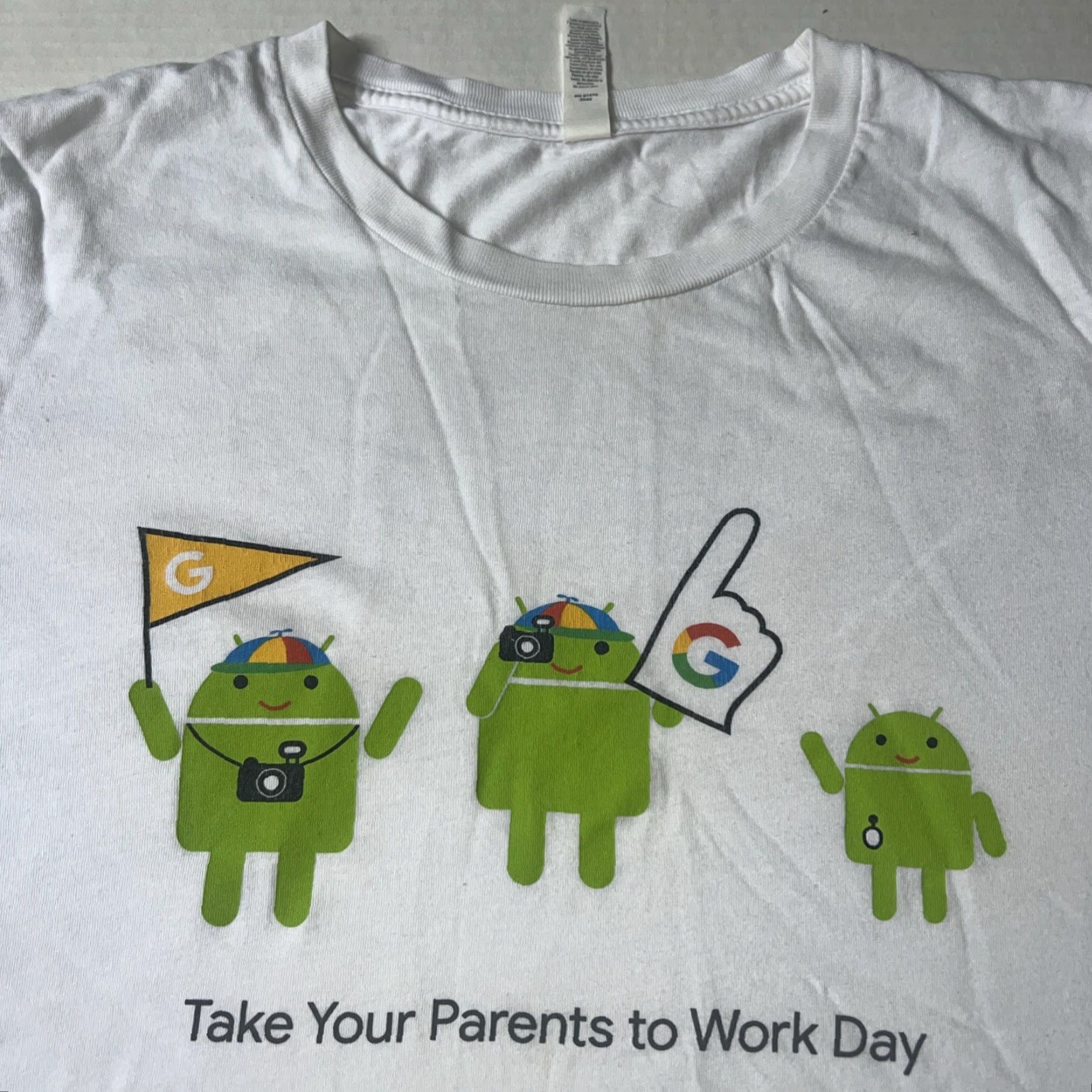 Logo 7 VINTAGE Google Take Your Parents To Work Day Android Logo Shirt M White Astro Boy Men 2010-2019 Graphic Tee Size US M / EU 48-50 / 2 - 2 Thumbnail