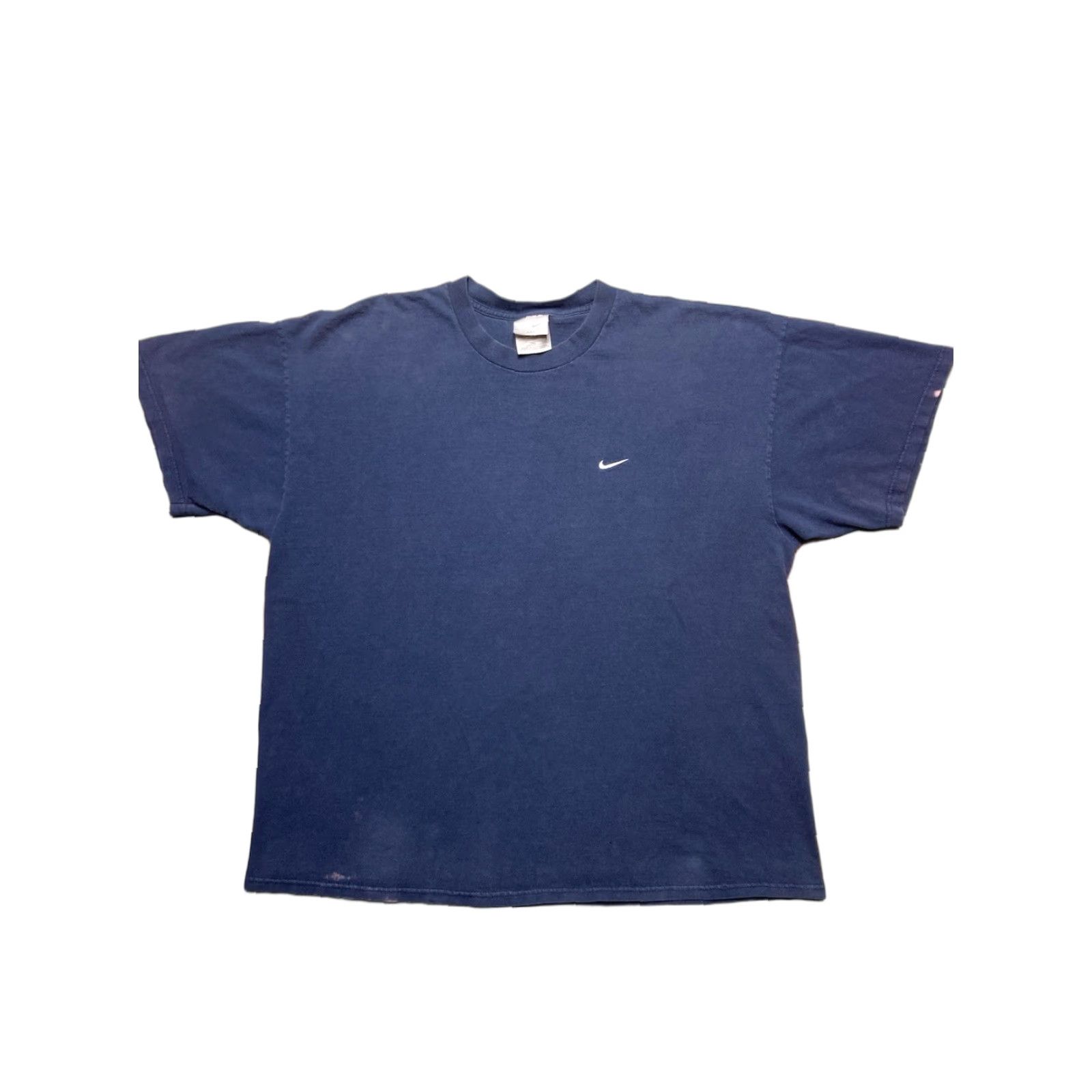 Nike VINTAGE Nike T-Shirt Embroidered Swoosh Check Logo Navy Blue Faded Adult XXL Mens Size US XXL / EU 58 / 5 - 1 Thumbnail