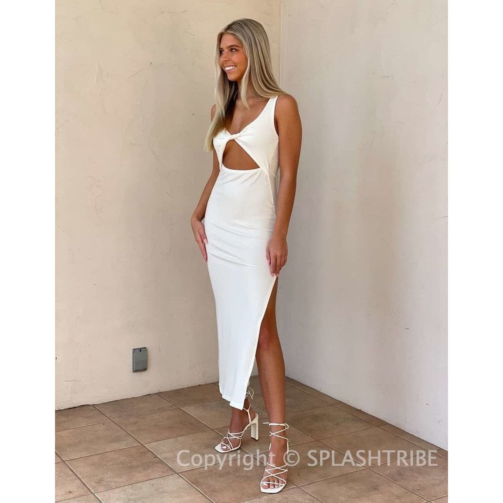Other L SPACE Nico Ribbed Dress With Twist Front And Slit Side Size M / US 6-8 / IT 42-44 - 4 Thumbnail