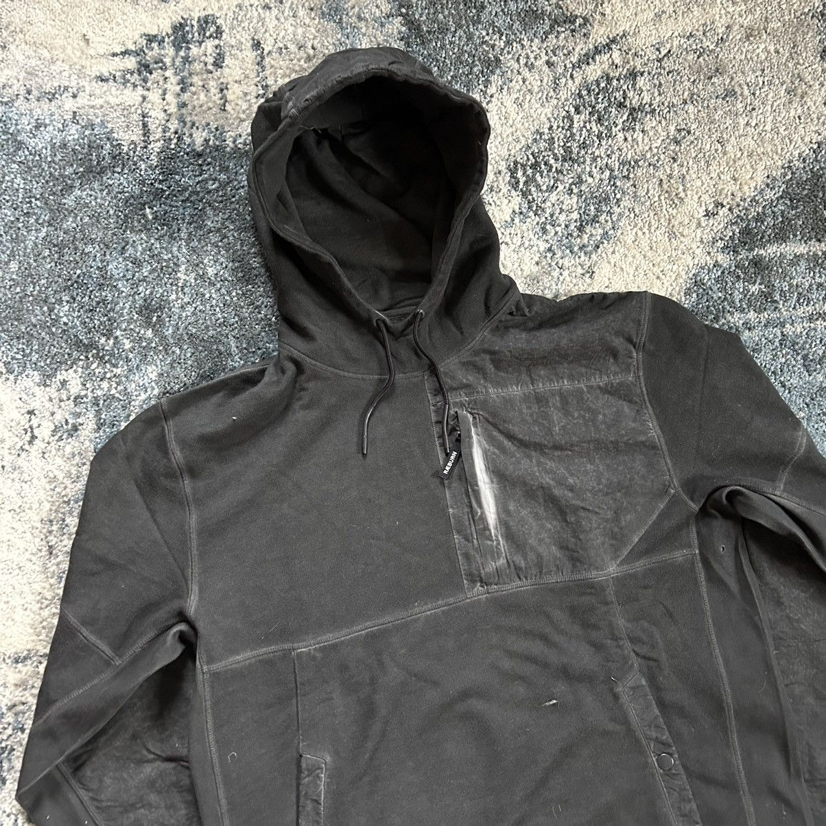 Christopher Raeburn GARMENT DYED ASYMMETRiC CHEST POCKET HOODiE SWEATSHiRT Size US L / EU 52-54 / 3 - 2 Thumbnail