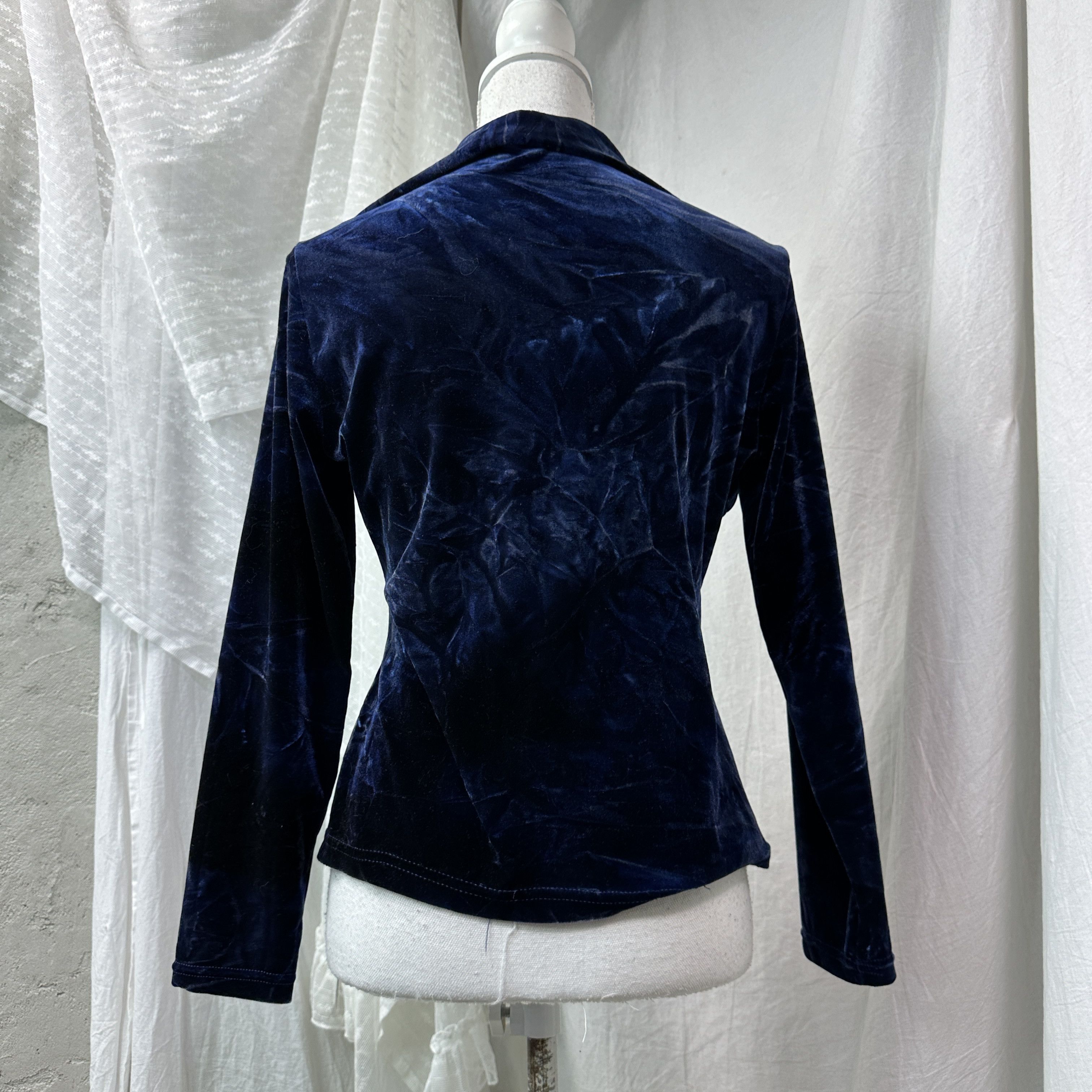 Other Vintage Velvet Avant Garde Midnight Blue Blazer Y2K Size M / US 6-8 / IT 42-44 - 3 Thumbnail