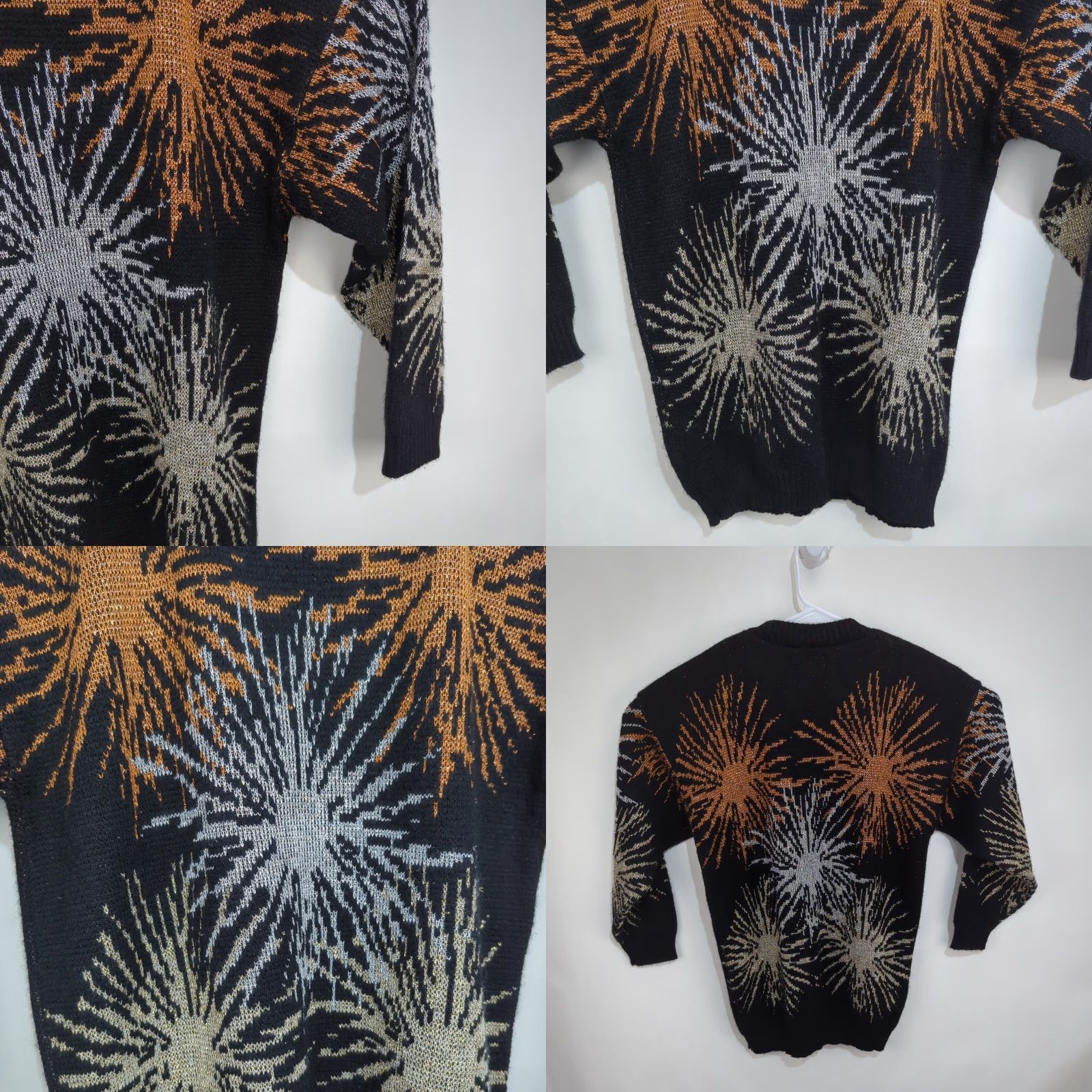 Vintage VINTAGE Dana Scott Gold Glitter Firework Mock Neck Sweater Medium Abstract Size M / US 6-8 / IT 42-44 - 8 Thumbnail