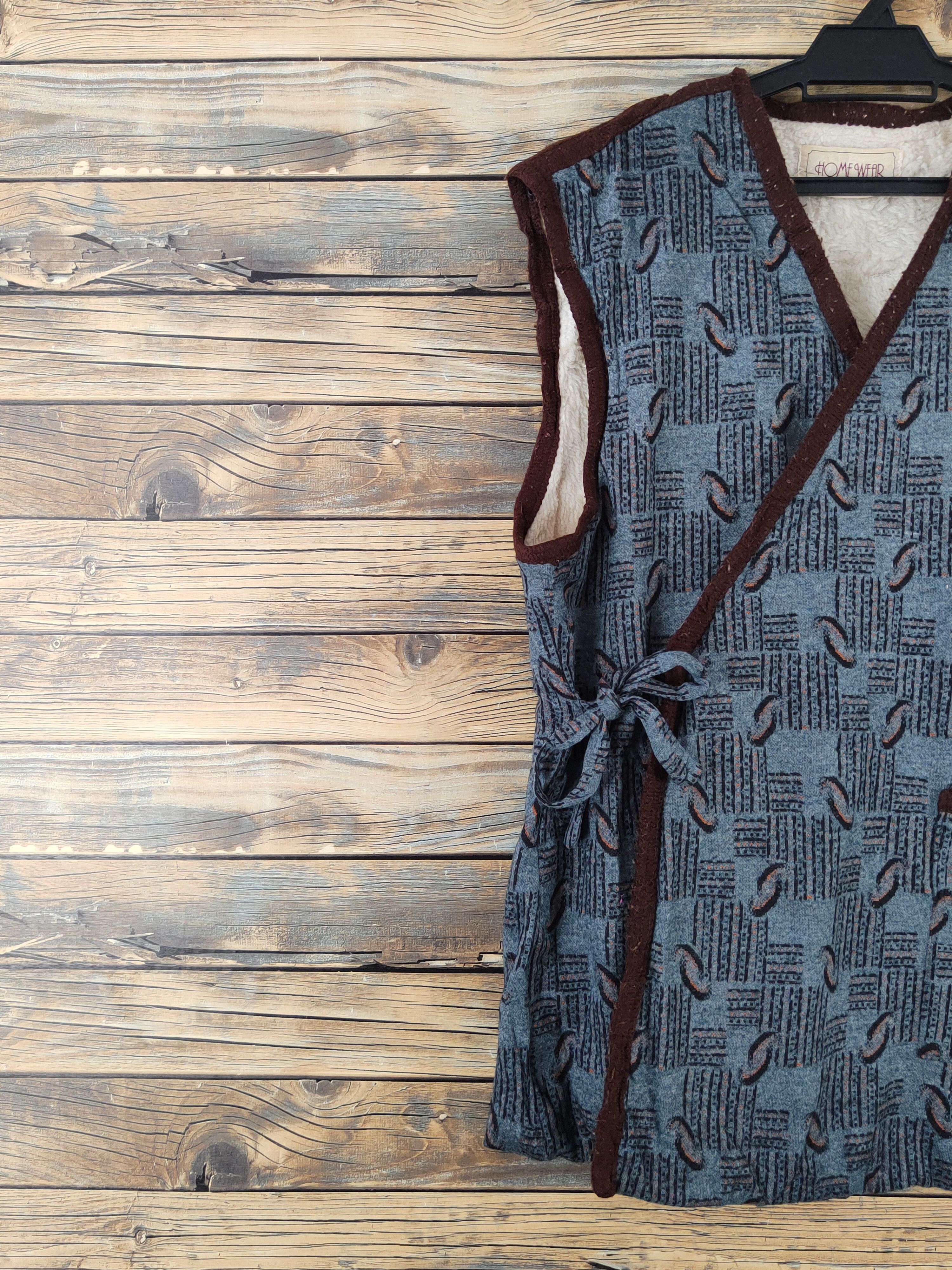 Japanese Brand × Vintage Retro Vintage Design by Home Wear Blue Kimono Vests Size M / US 6-8 / IT 42-44 - 4 Thumbnail