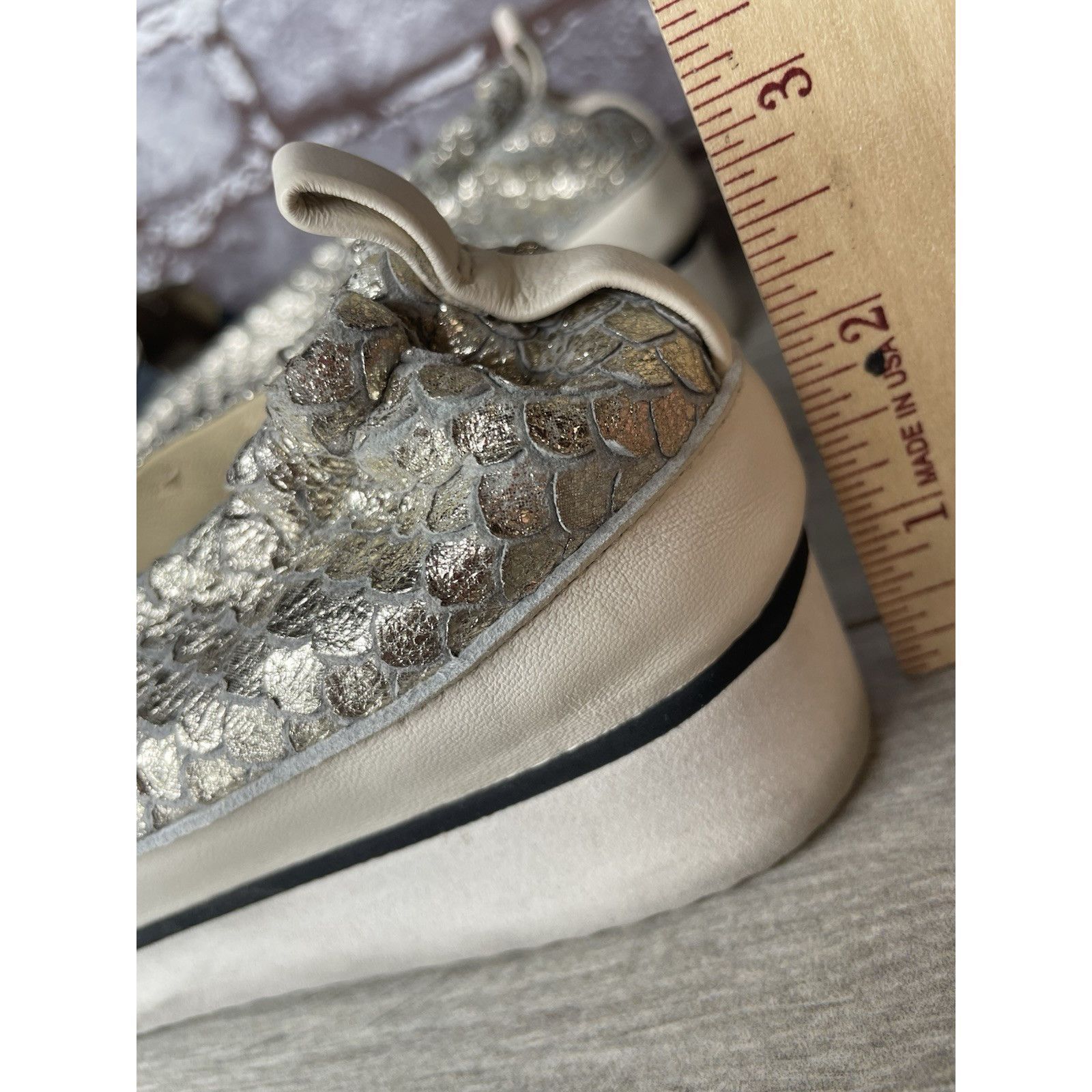 Ron White Ron Niki Silver Leather Snake Print Slip On Wedge Shoes Wome Size US 7.5 / IT 37.5 - 10 Thumbnail