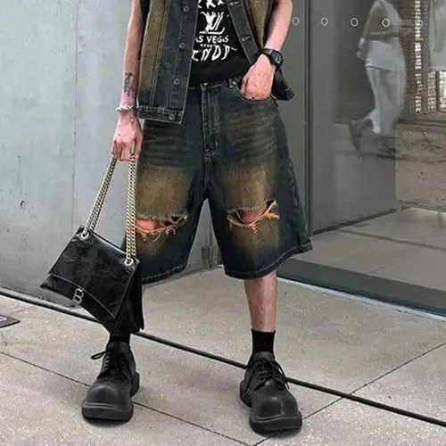 Jean Ripped Baggy Jorts Size US 33 - 5 Thumbnail