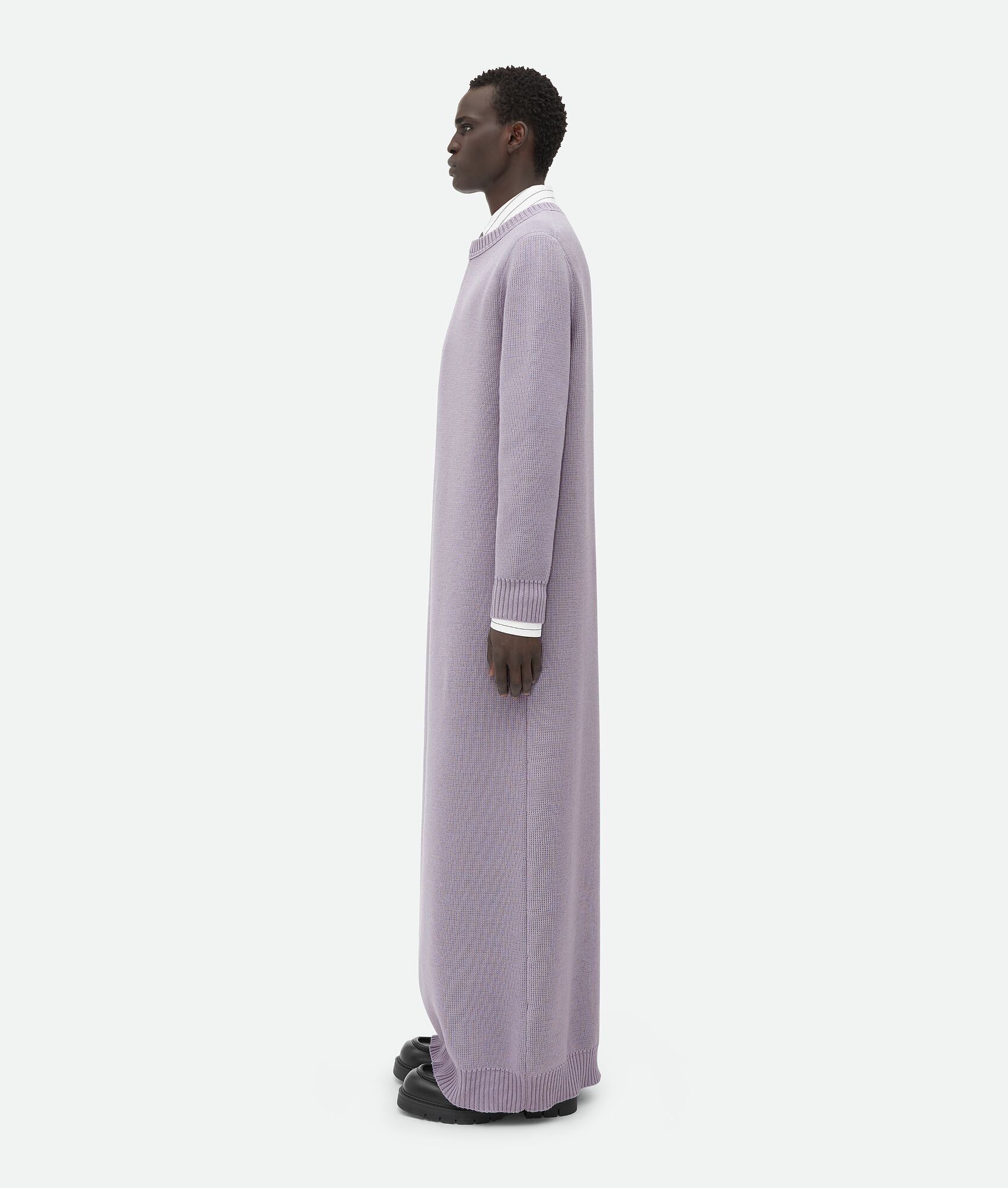 Bottega Veneta o1s1rm0925 Wool Long Dress in Lilac Size US L / EU 52-54 / 3 - 2 Thumbnail