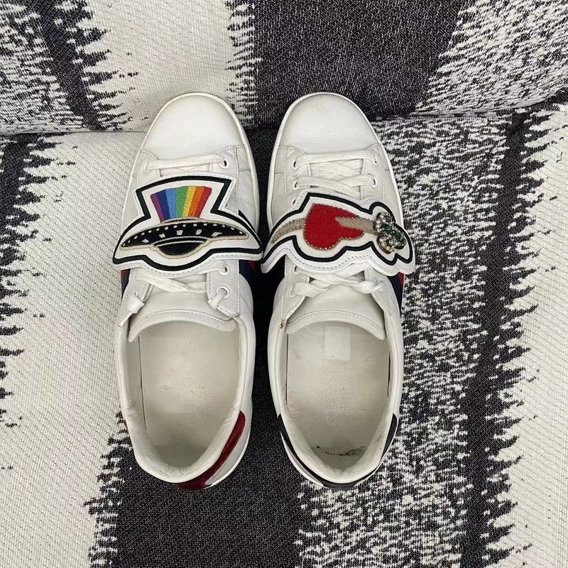 Gucci Gucci Colorful Appliqué White Sneakers for Men Size US 9.5 / EU 42-43 - 8 Thumbnail
