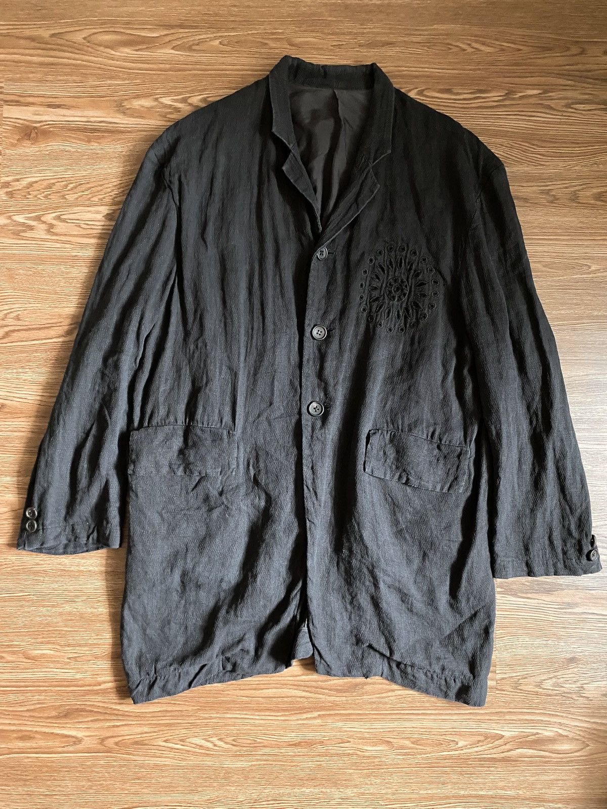 Yohji Yamamoto Yohji Yamamoto Pour Homme Fireworks Cut-Out Jacket SS87 Size US M / EU 48-50 / 2 - 2 Thumbnail