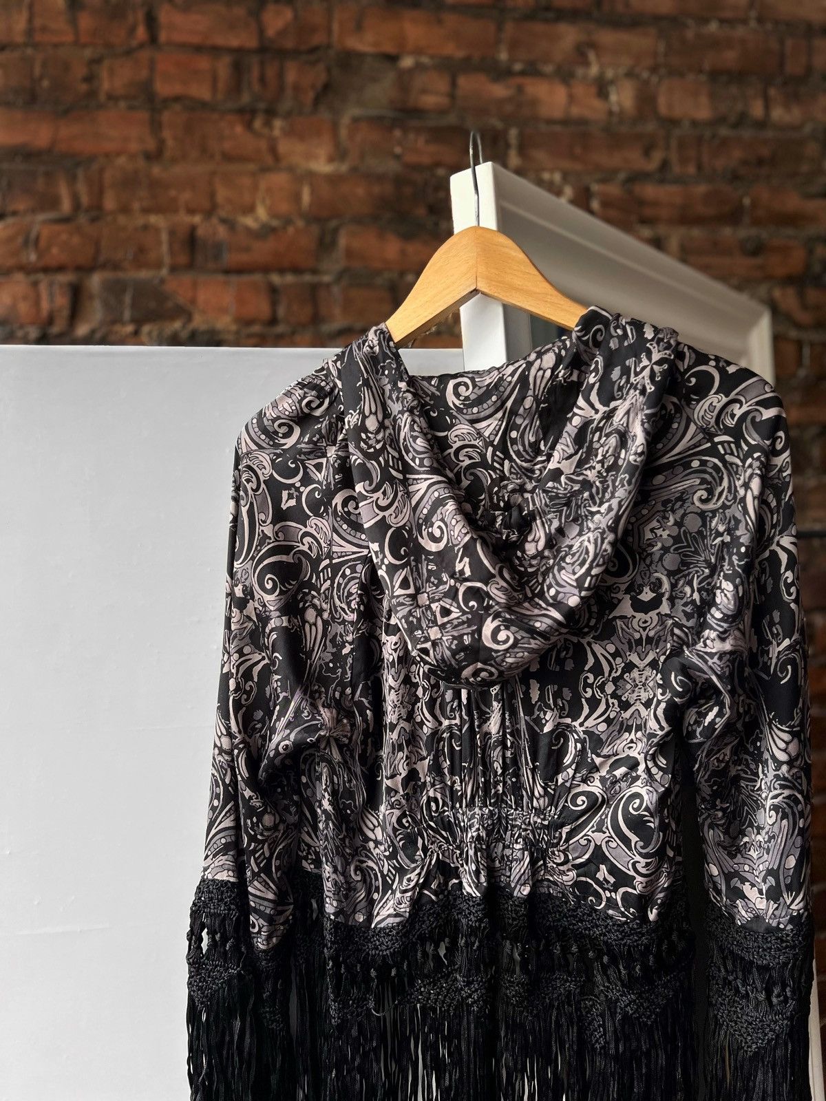 Odd Molly Odd Molly Gray Black Printed Fringe Full Zip Hooded Jacket Size M / US 6-8 / IT 42-44 - 4 Thumbnail