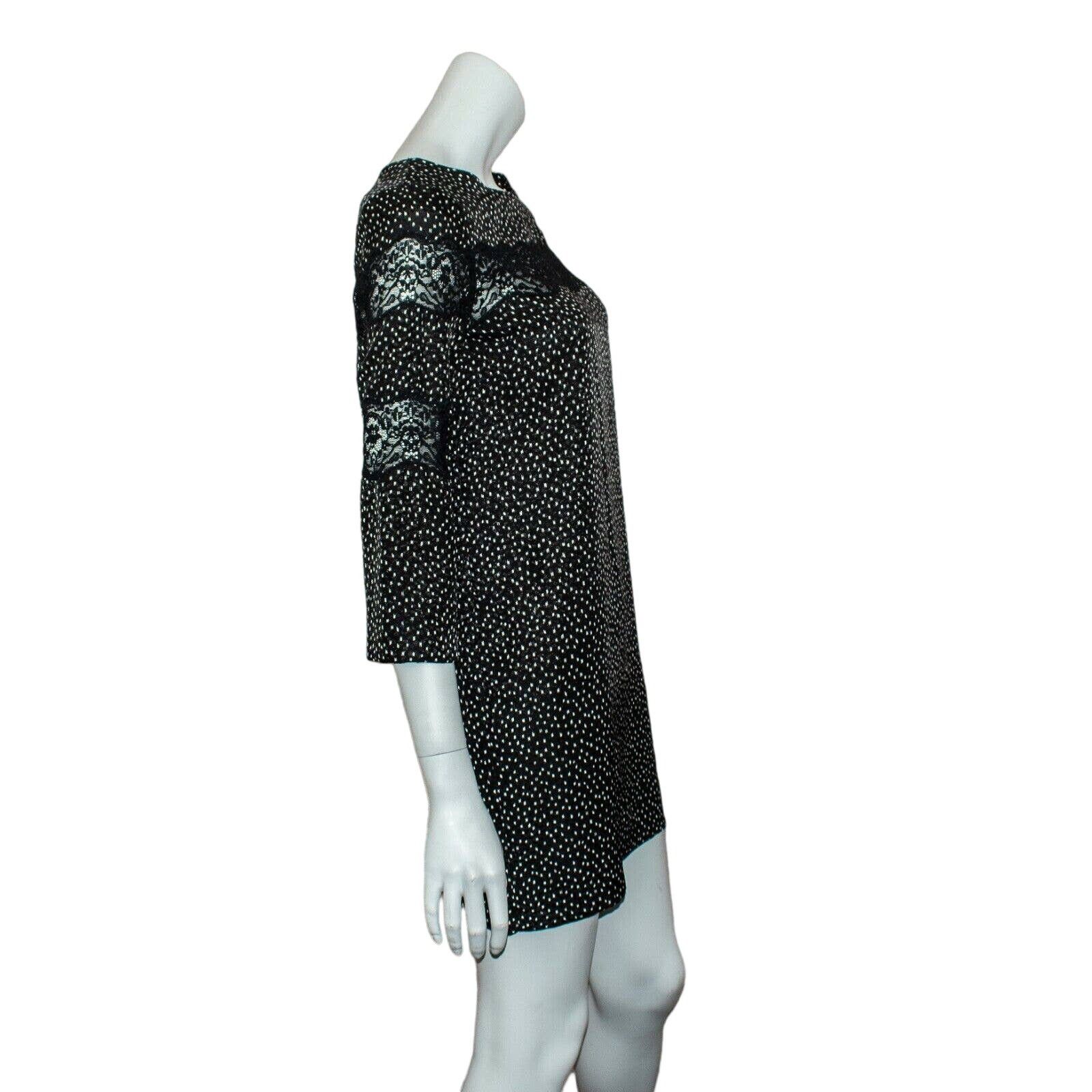Sandro SANDRO Paris Size 2 Lace Trim Shift Dress Black Print Size XS / US 0-2 / IT 36-38 - 9 Thumbnail