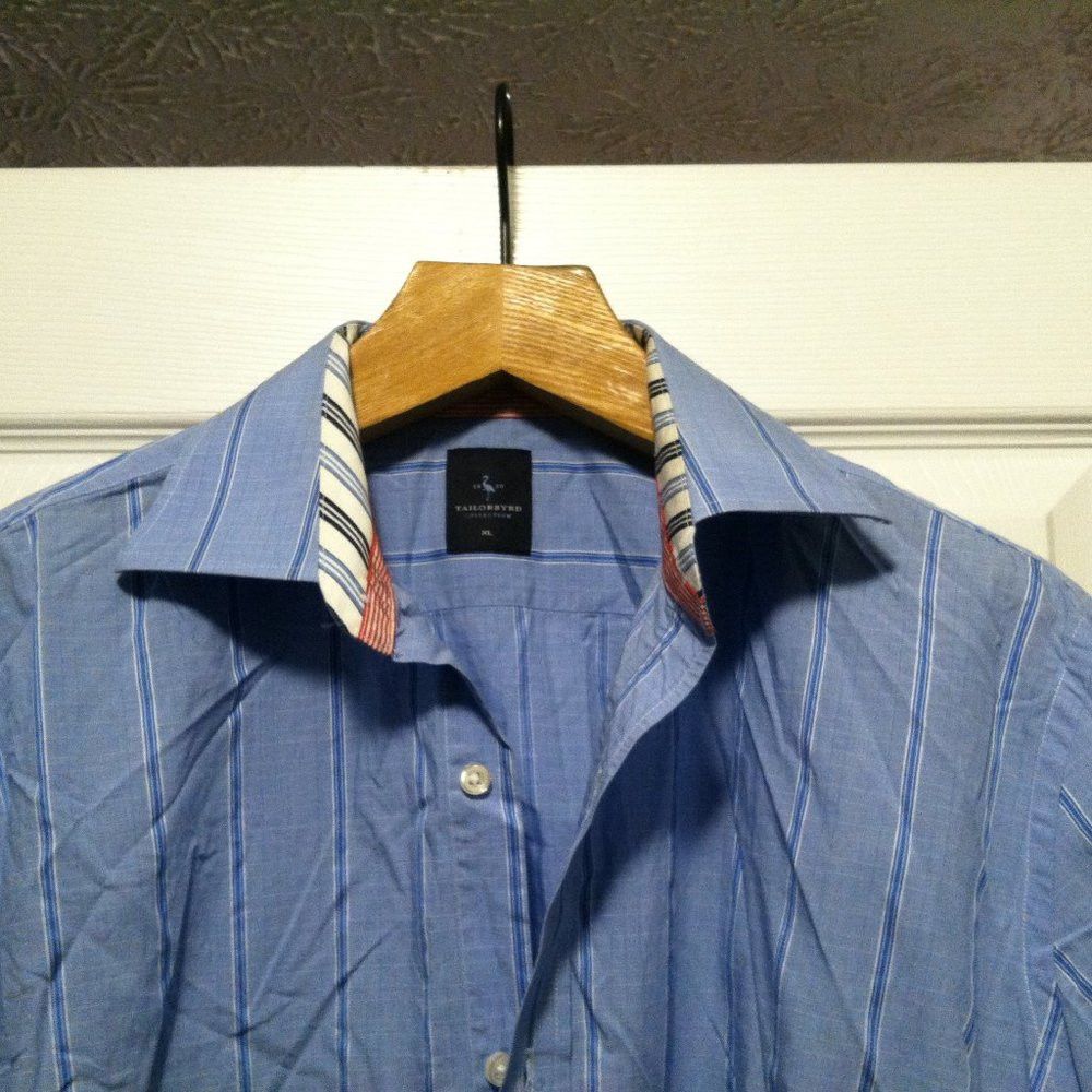 Tailorbyrd TAILORBYRD MEN'S BLUE 100%COTTON CASUAL SHIRT SIZE: XL Size US XL / EU 56 / 4 - 1 Thumbnail