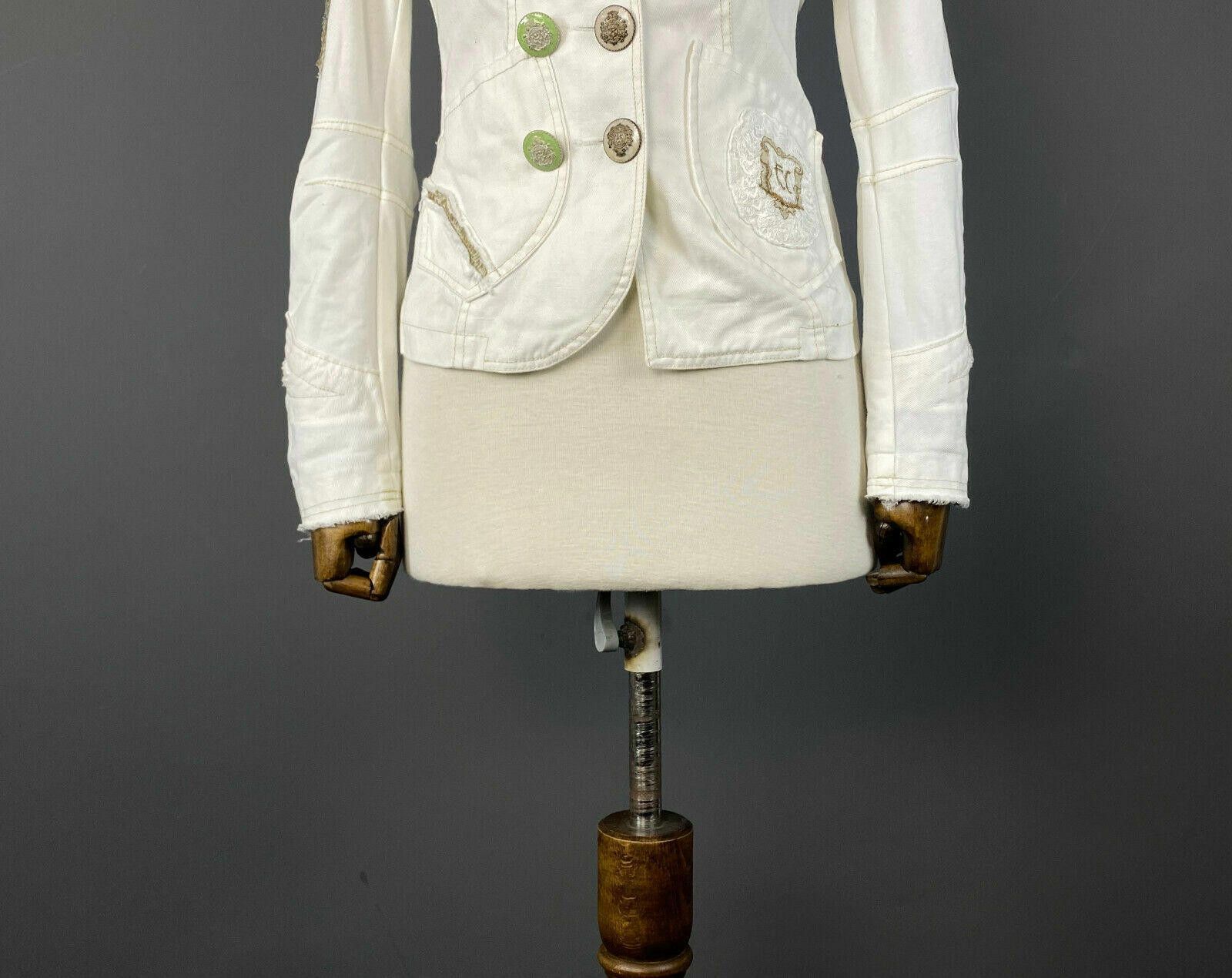 Designer Elisa Cavaletti Sono Italiano White Breasted Jacket XS S Size XS / US 0-2 / IT 36-38 - 3 Thumbnail