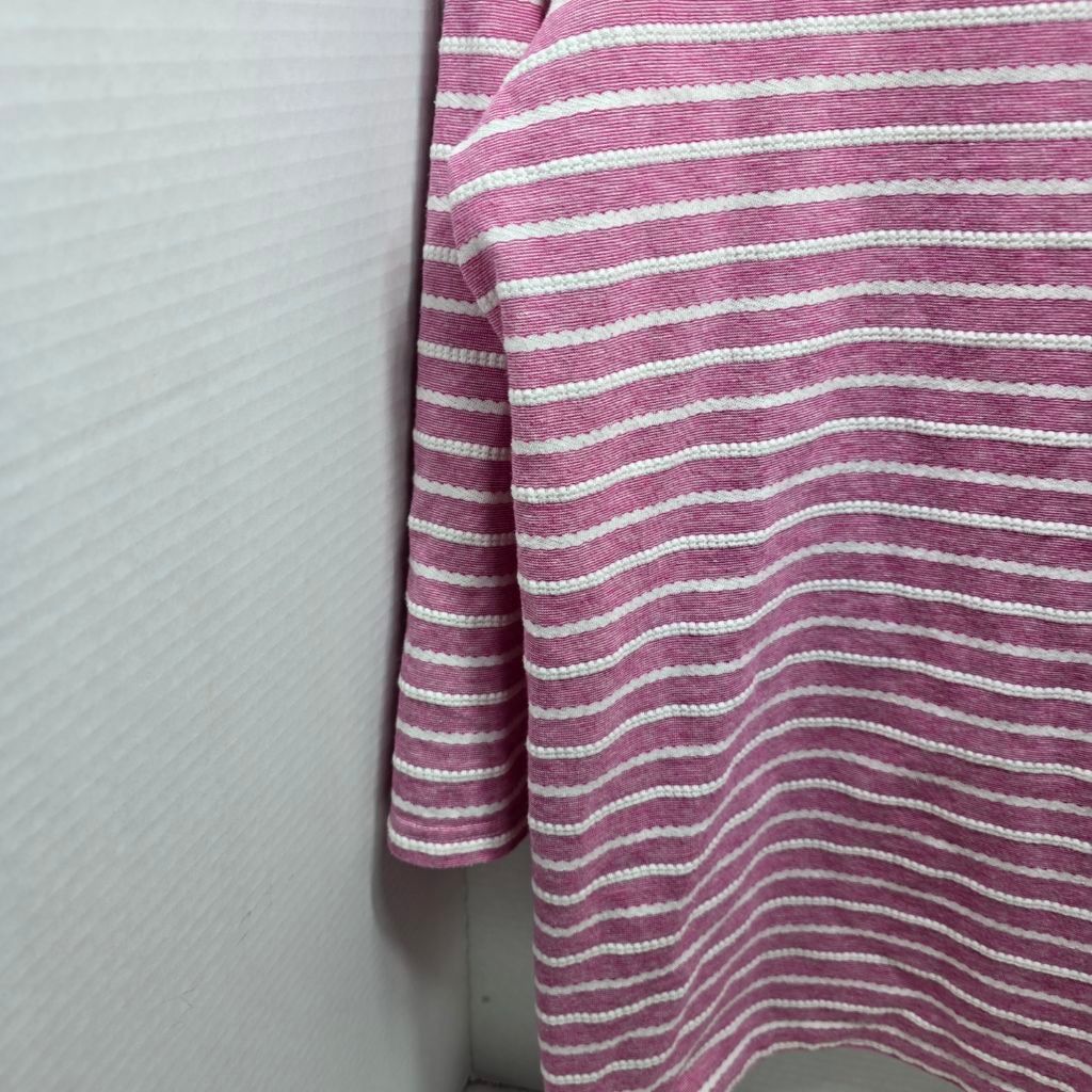 Croft & Barrow Women's Croft & Barrow Pink White Striped Long Sleeve Tee XL Size XL / US 12-14 / IT 48-50 - 3 Thumbnail