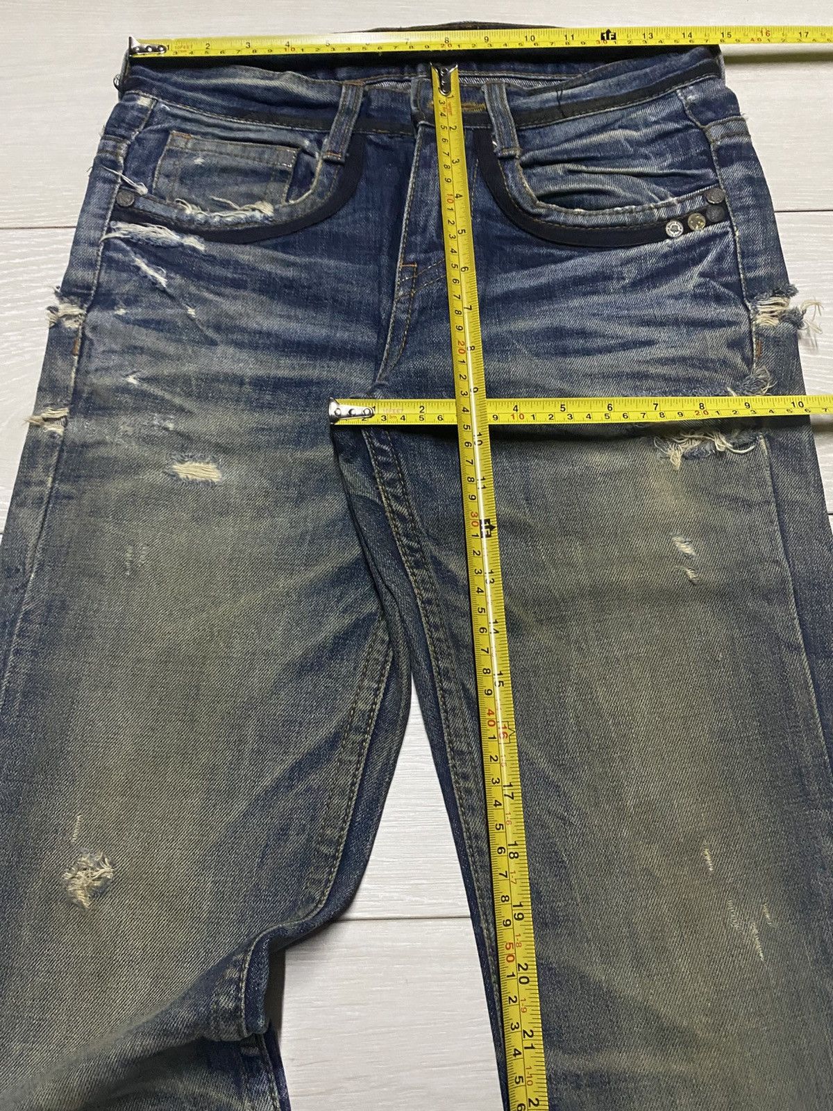 If Six Was Nine Pasta Denim Crazy Mud Wash Distressed Straight Fit Jeans Size US 29 - 17 Thumbnail