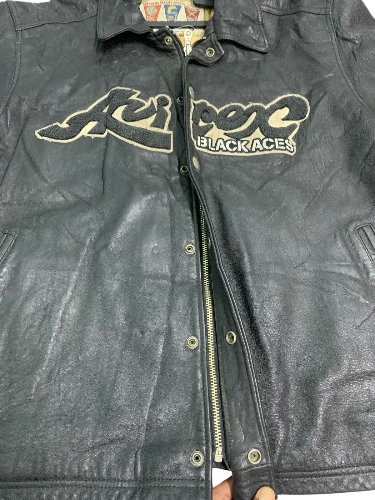 Avirex 🔥Vintage Avirex Black Aces (Oversized 3XL) Leather Jacket Size US XXL / EU 58 / 5 - 15 Thumbnail