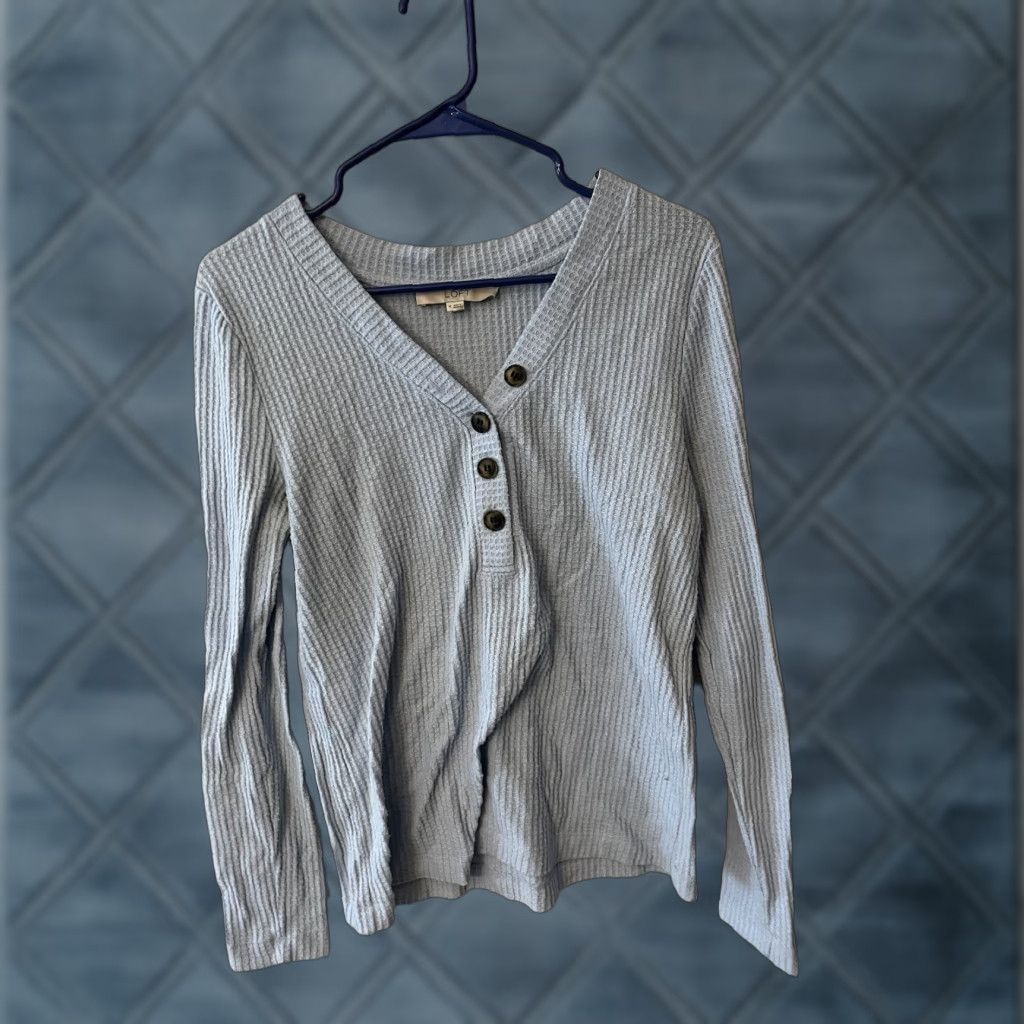 Ann Taylor VINTAGE Ann Taylor LOFT Henley Sweater Shirt Blue Lightweight Medium Women Size M / US 6-8 / IT 42-44 - 1 Thumbnail