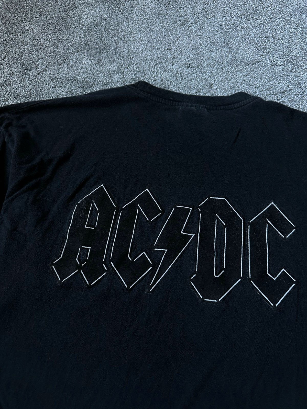 Vintage AC/DC T-Shirt Black Rock Band Tee Large Back Logo Cl