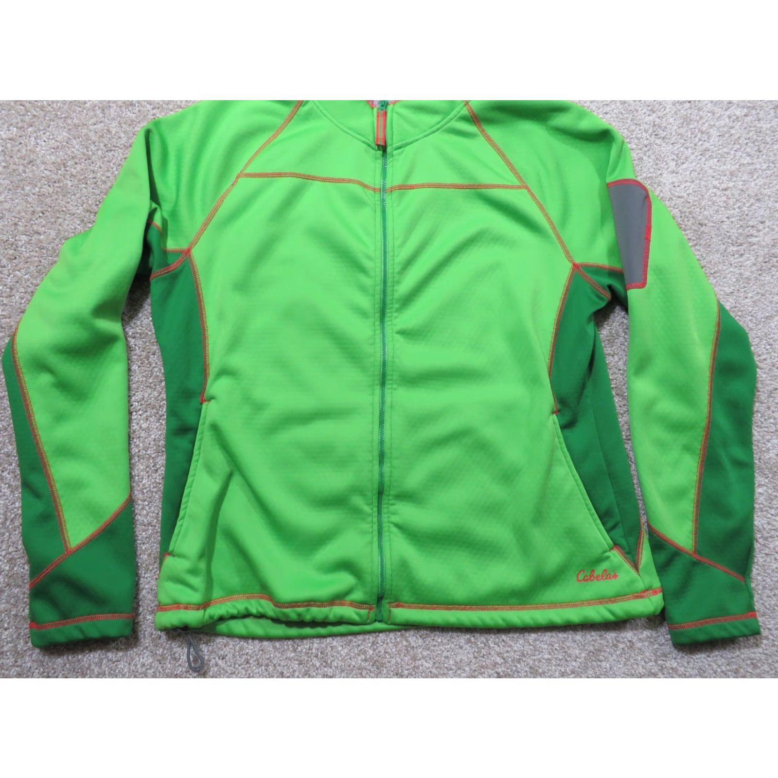 Vintage Cabela's Women's Fleece Full Zip Jacket XL Neon Green Zip Pockets Mock Neck Size XL / US 12-14 / IT 48-50 - 3 Thumbnail